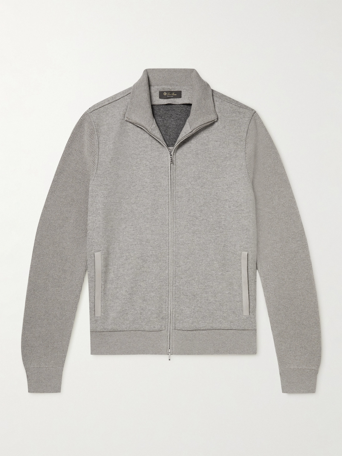 Loro Piana Suede-Trimmed Cashmere-Blend Zip-Up Cardigan - Men