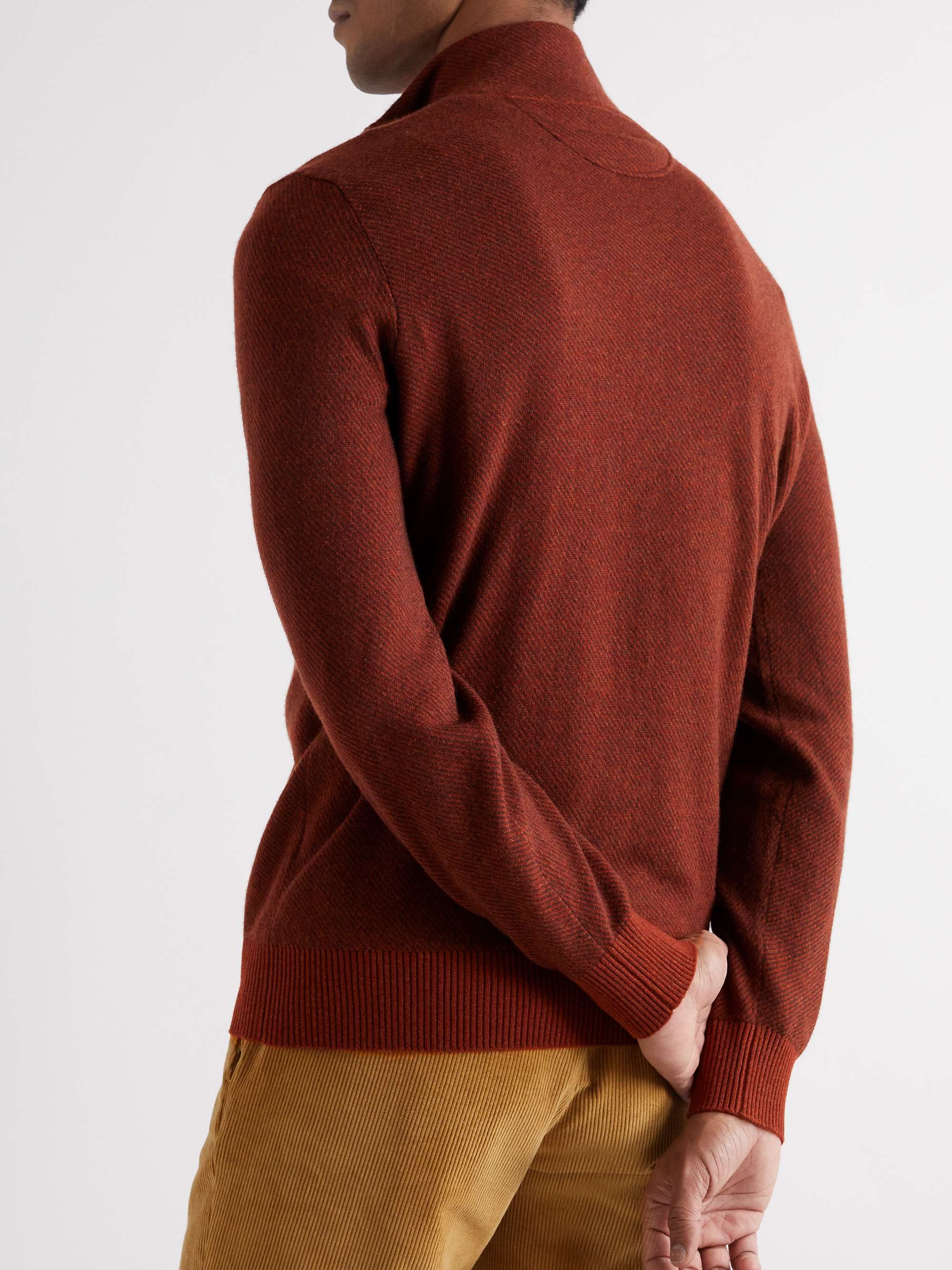 LORO PIANA Roadster Striped Cashmere Half-Zip Sweater