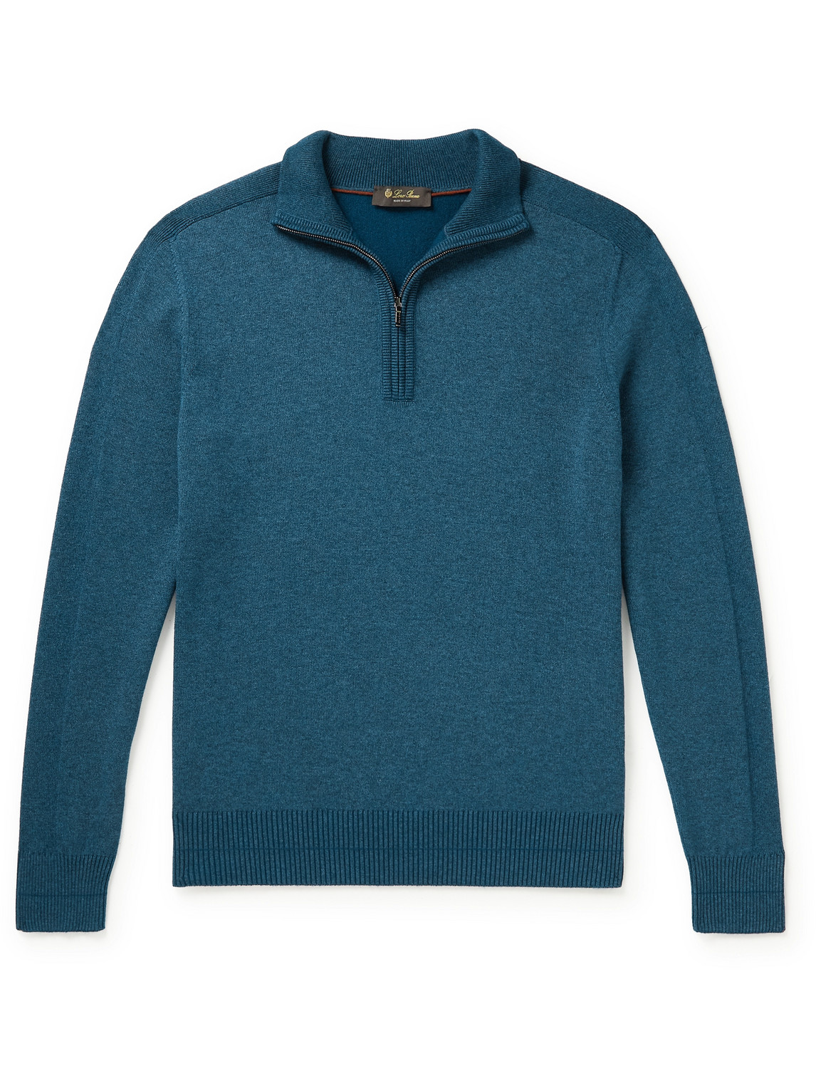Loro Piana Half-zip Cashmere And Silk-blend Sweater In Blue