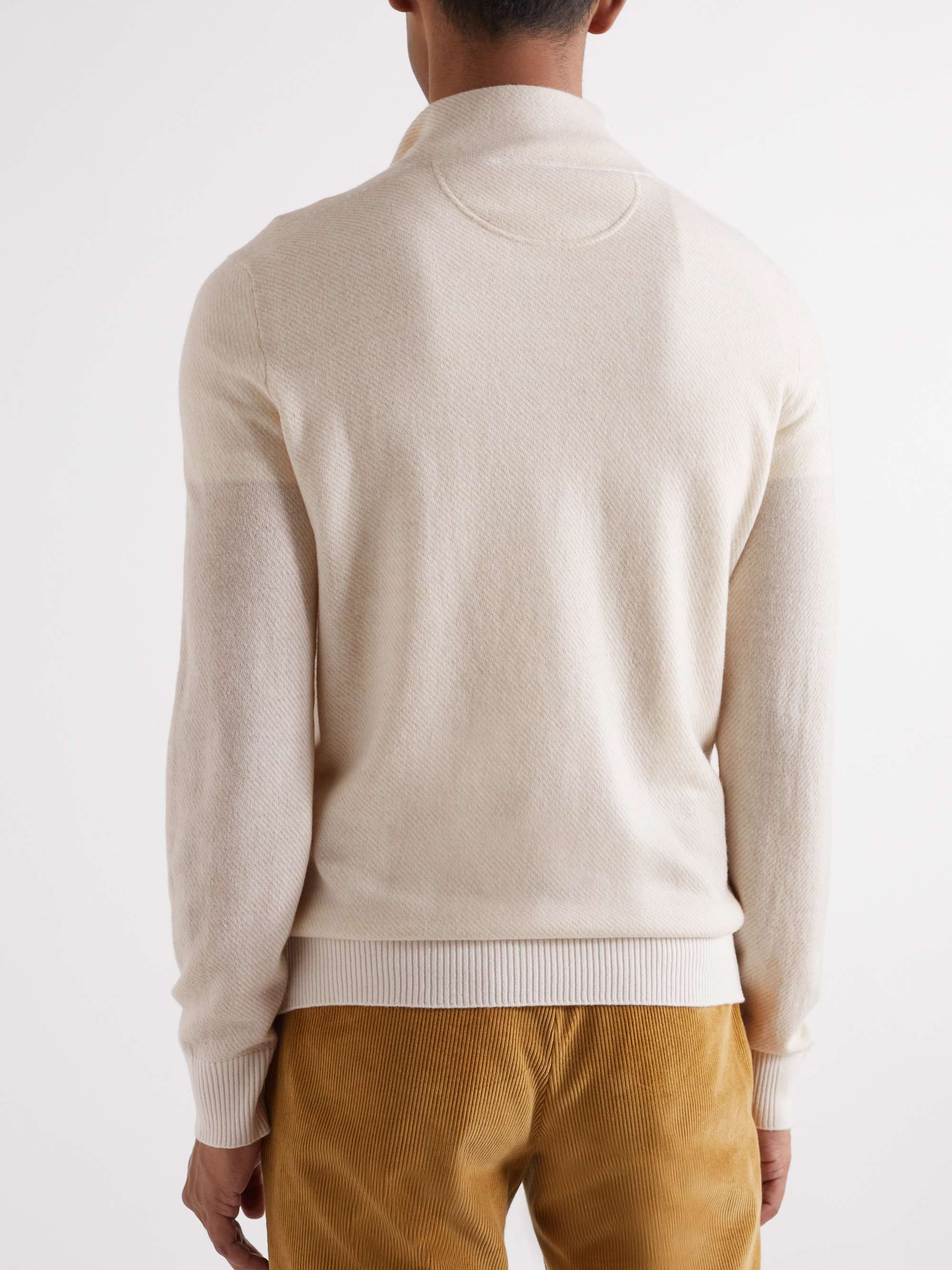LORO PIANA Roadster Striped Cashmere Half-Zip Sweater