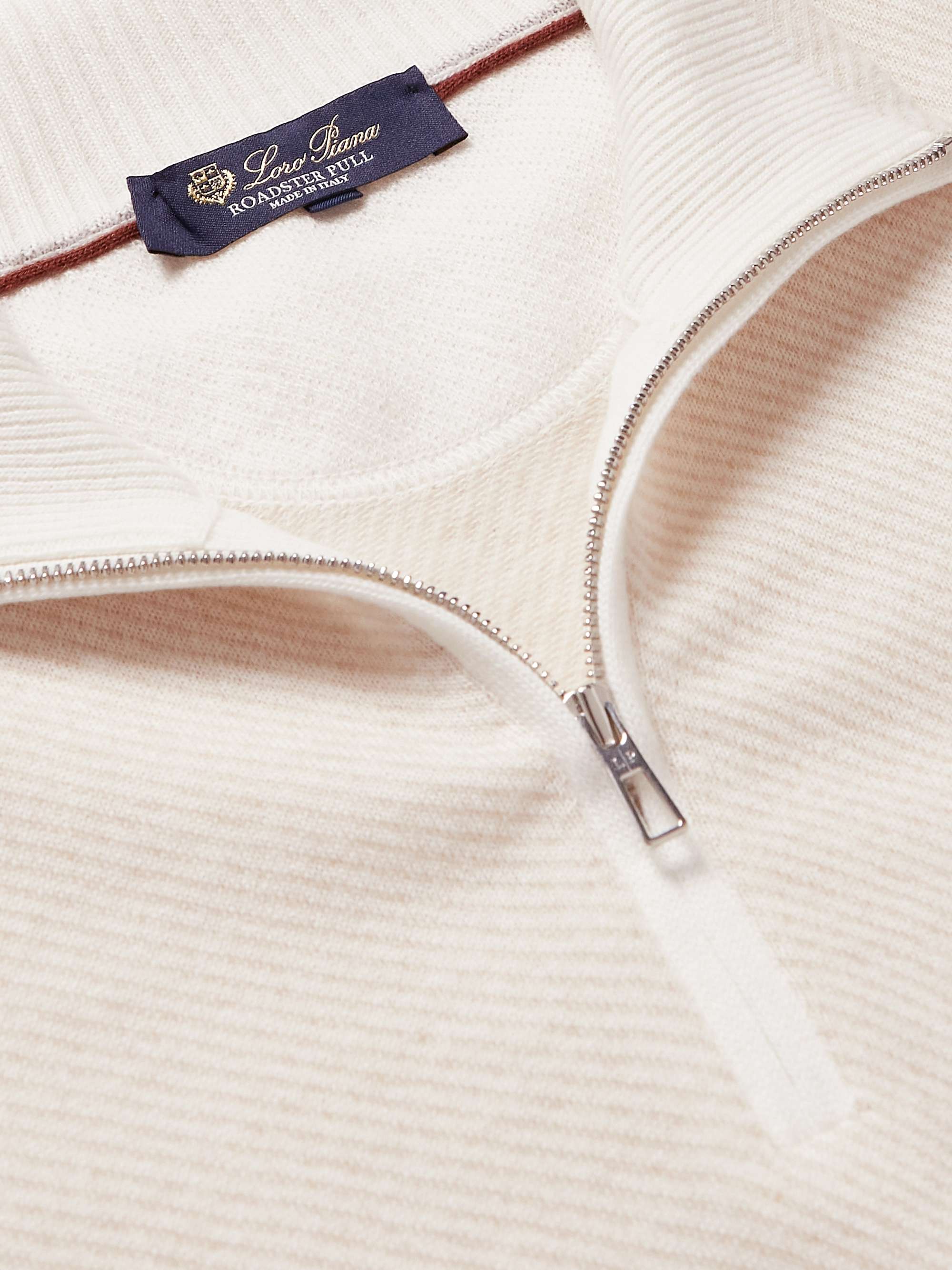 LORO PIANA Roadster Striped Cashmere Half-Zip Sweater