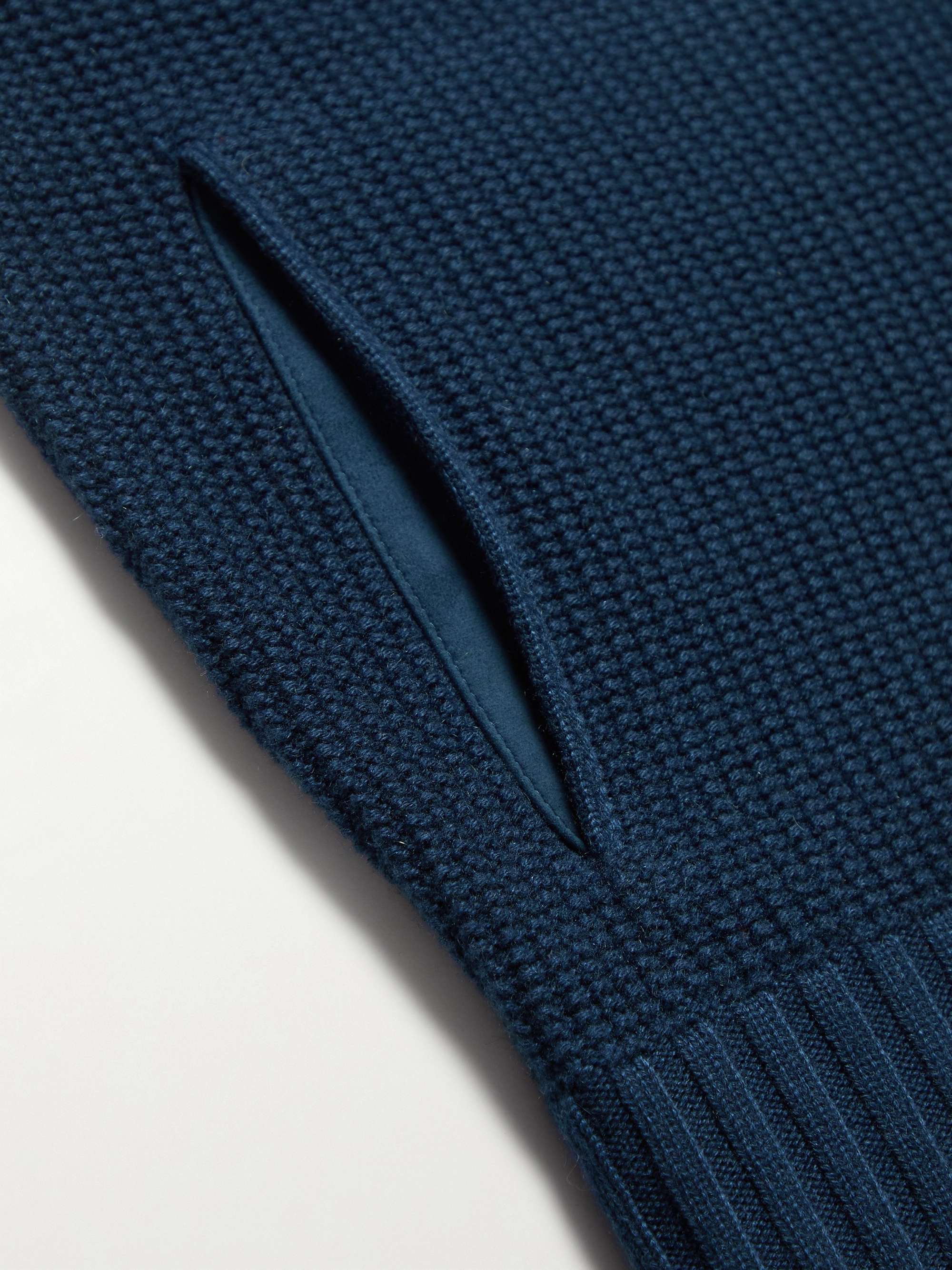 LORO PIANA Waffle-Knit Cashmere Zip-Up Cardigan