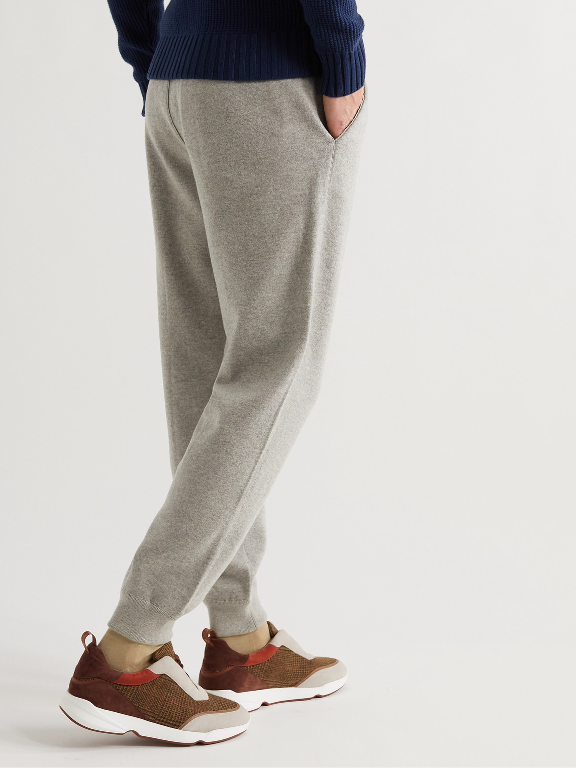 Shop Loro Piana Tapered Cashmere-blend Sweatpants In Gray