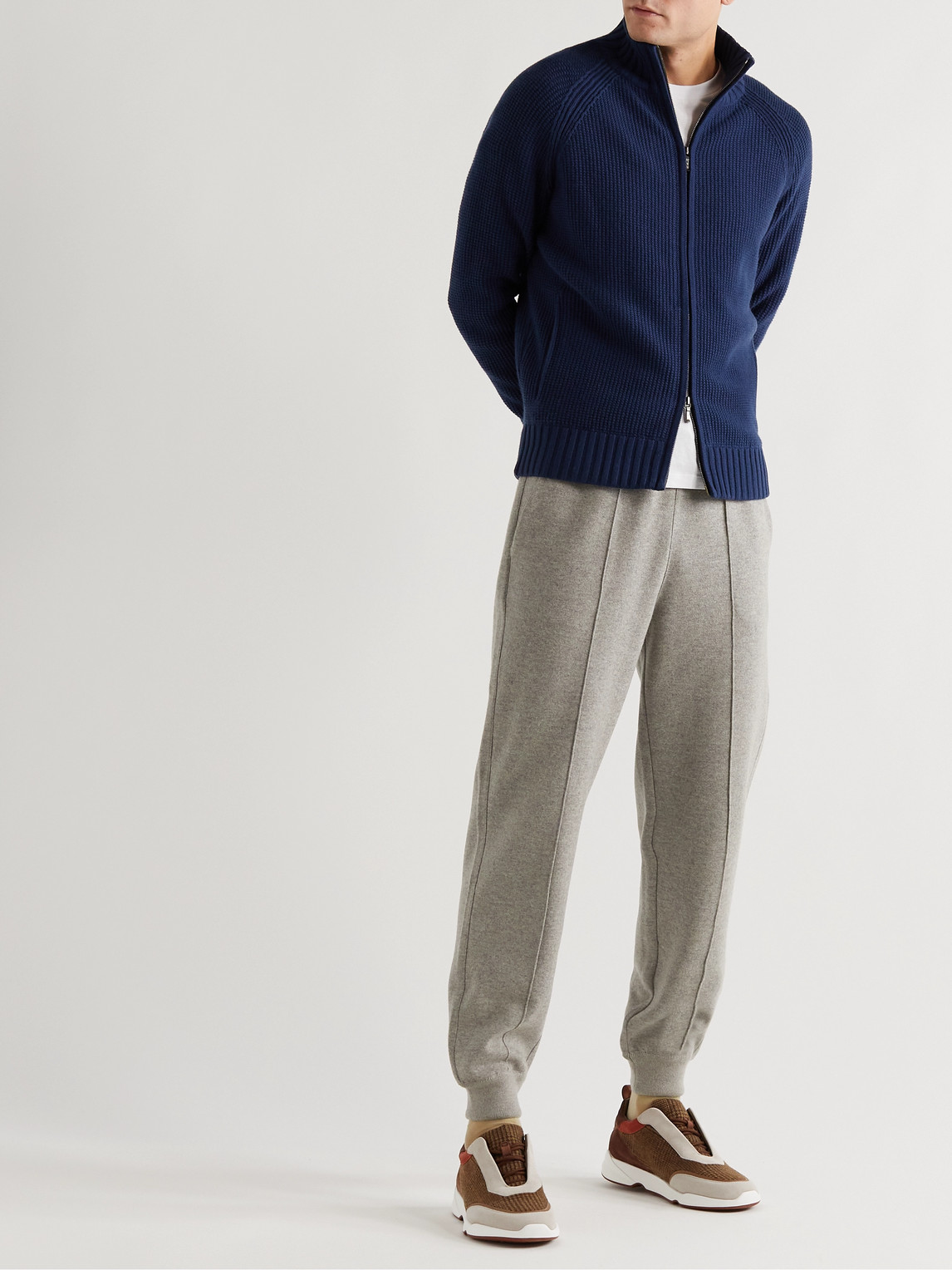 Shop Loro Piana Tapered Cashmere-blend Sweatpants In Gray