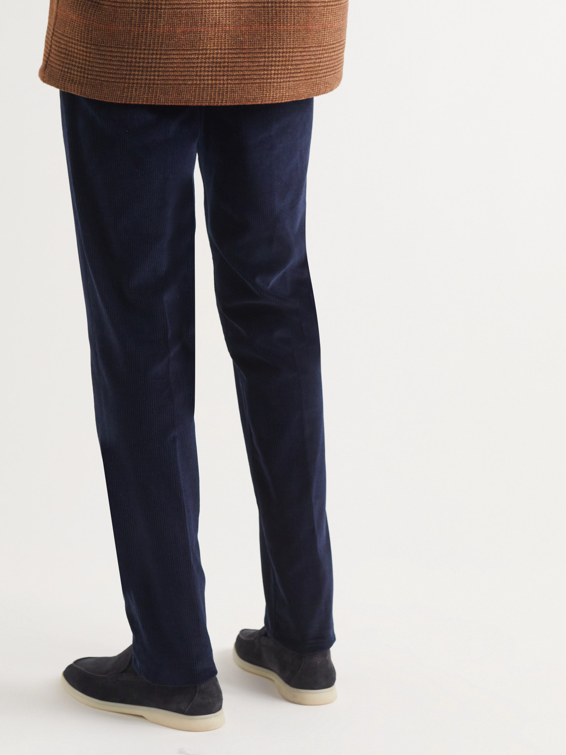 Shop Loro Piana Straight-leg Cotton-corduroy Trousers In Blue
