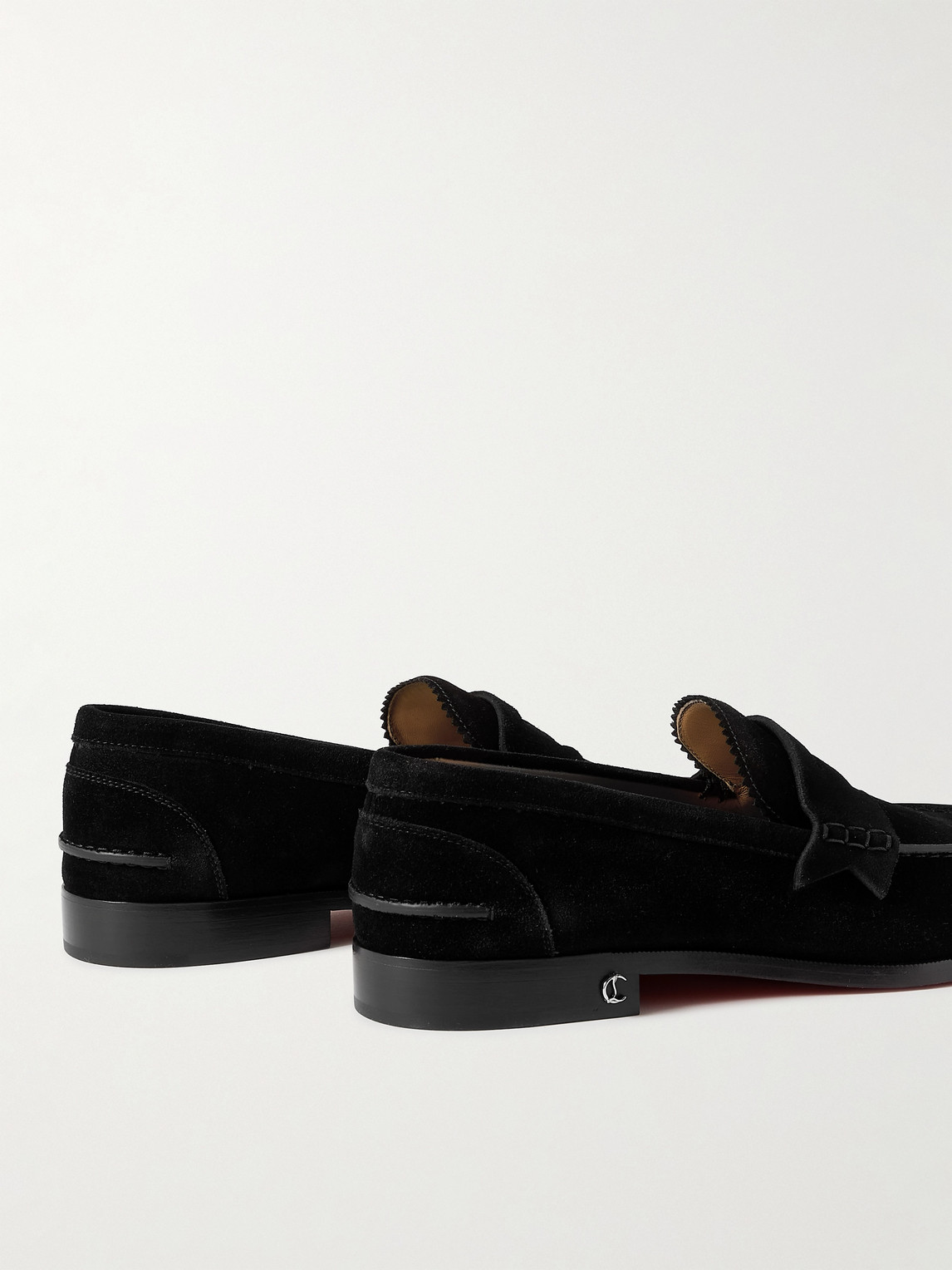 Christian Louboutin No Penny Suede Loafers In Black