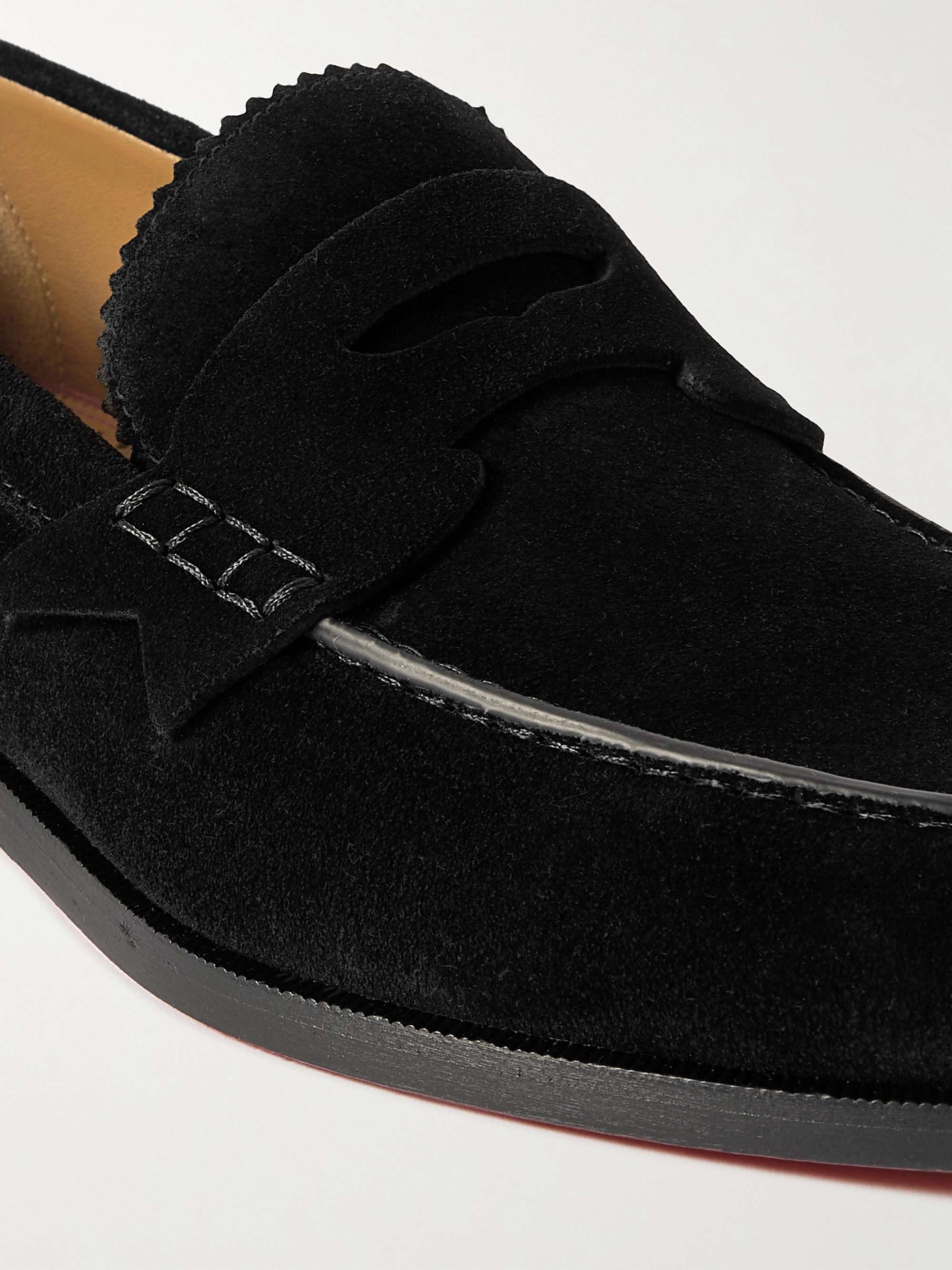 CHRISTIAN LOUBOUTIN No Penny Suede Loafers
