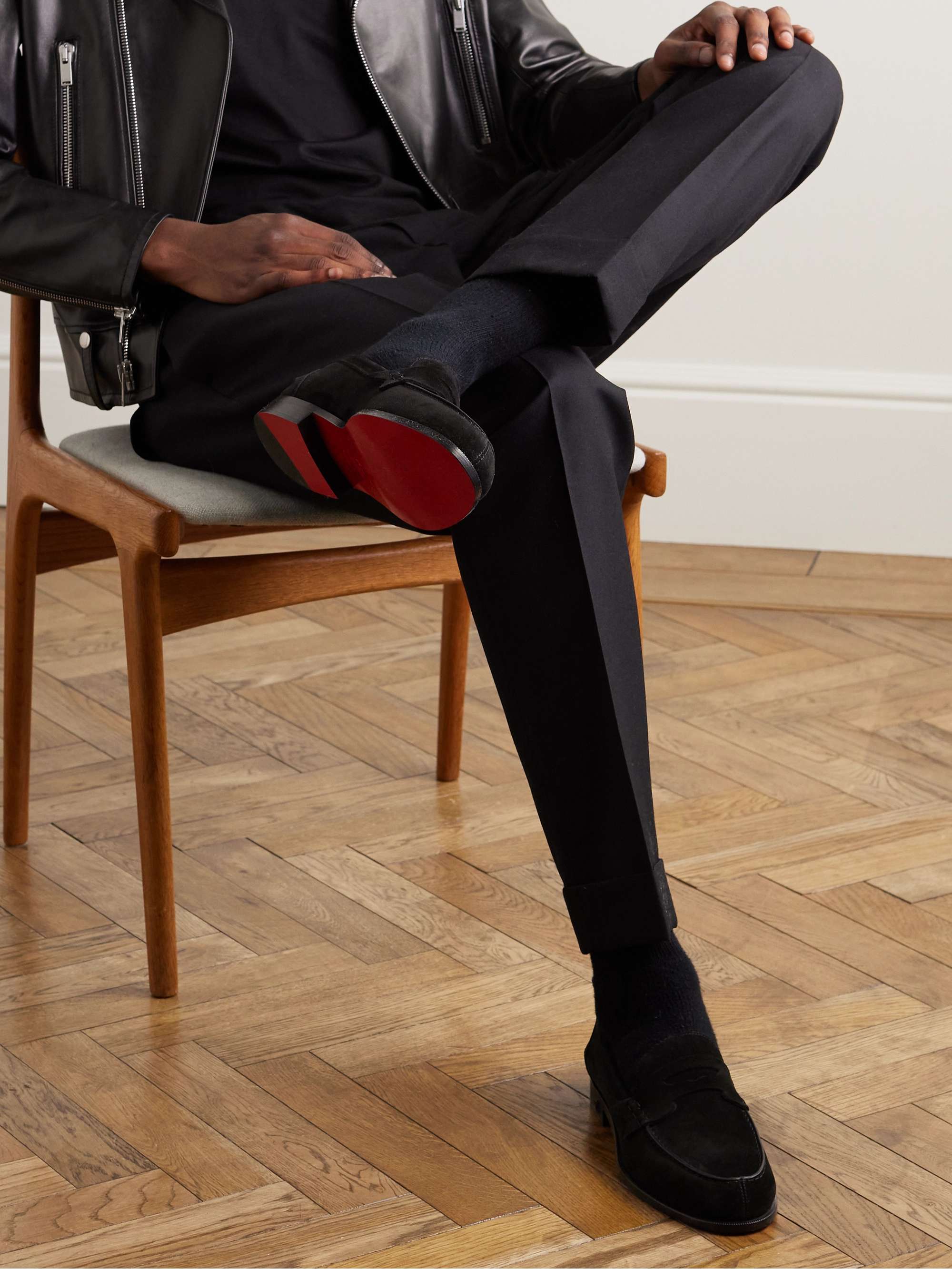 CHRISTIAN LOUBOUTIN No Penny Suede Loafers