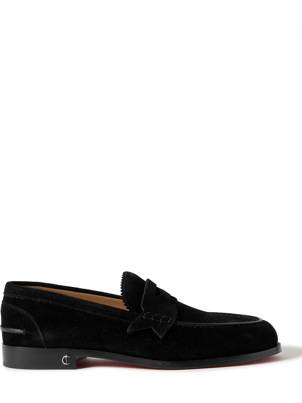 Christian Louboutin No Penny Suede Loafers In Black