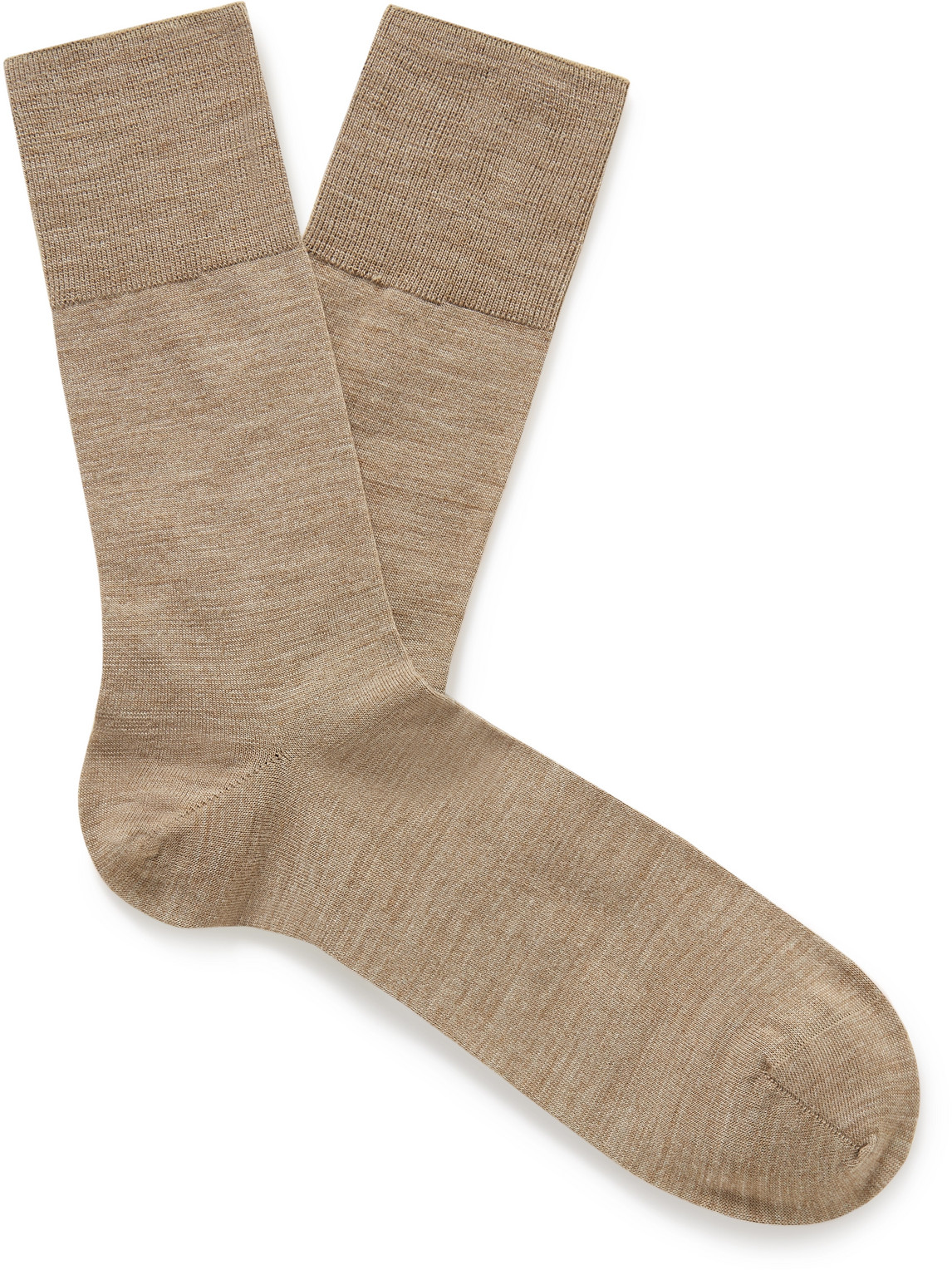 Falke Airport Mélange Virgin Wool-blend Socks In Honey