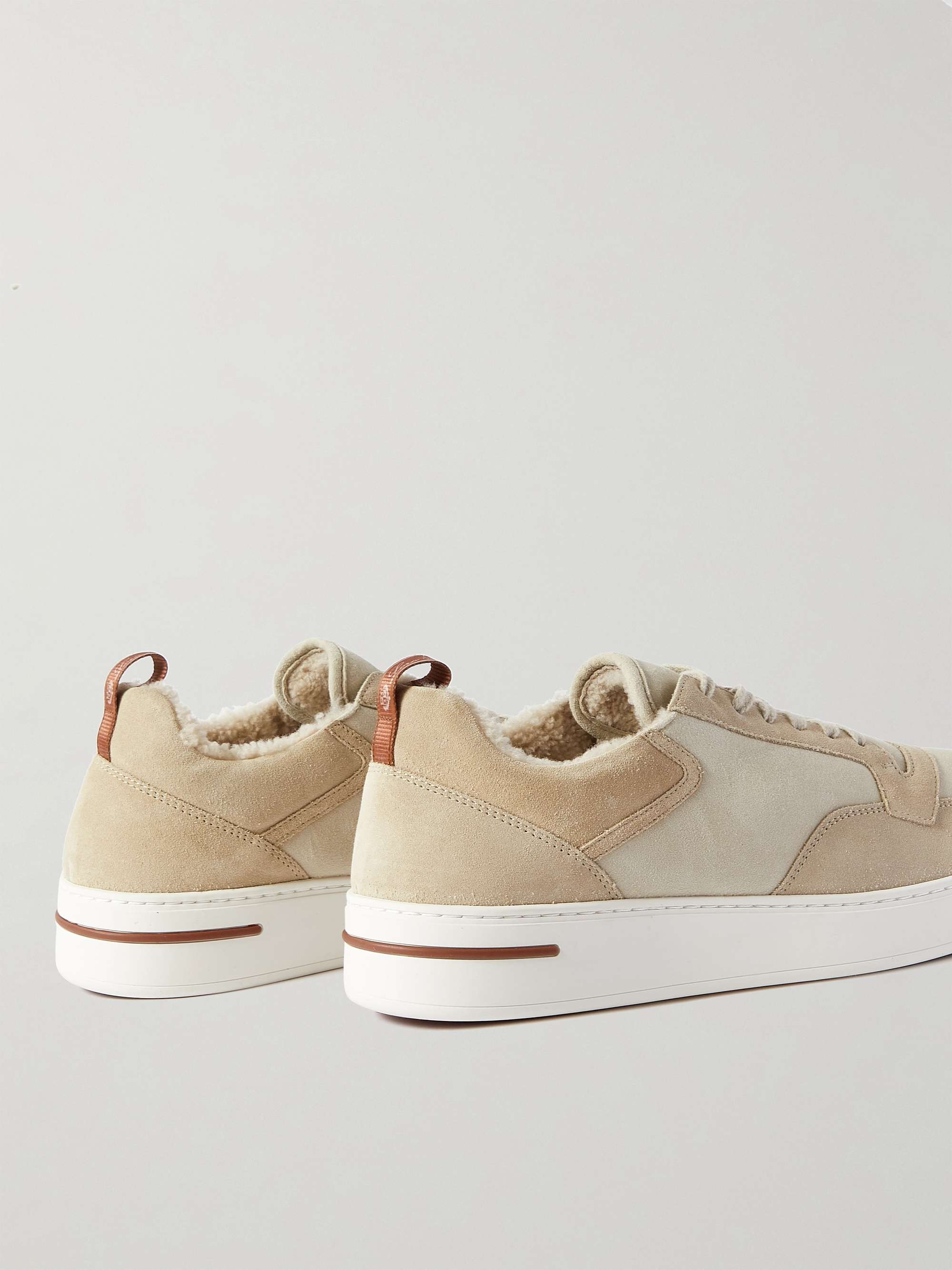 LORO PIANA Newport Suede-Trimmed Leather Sneakers