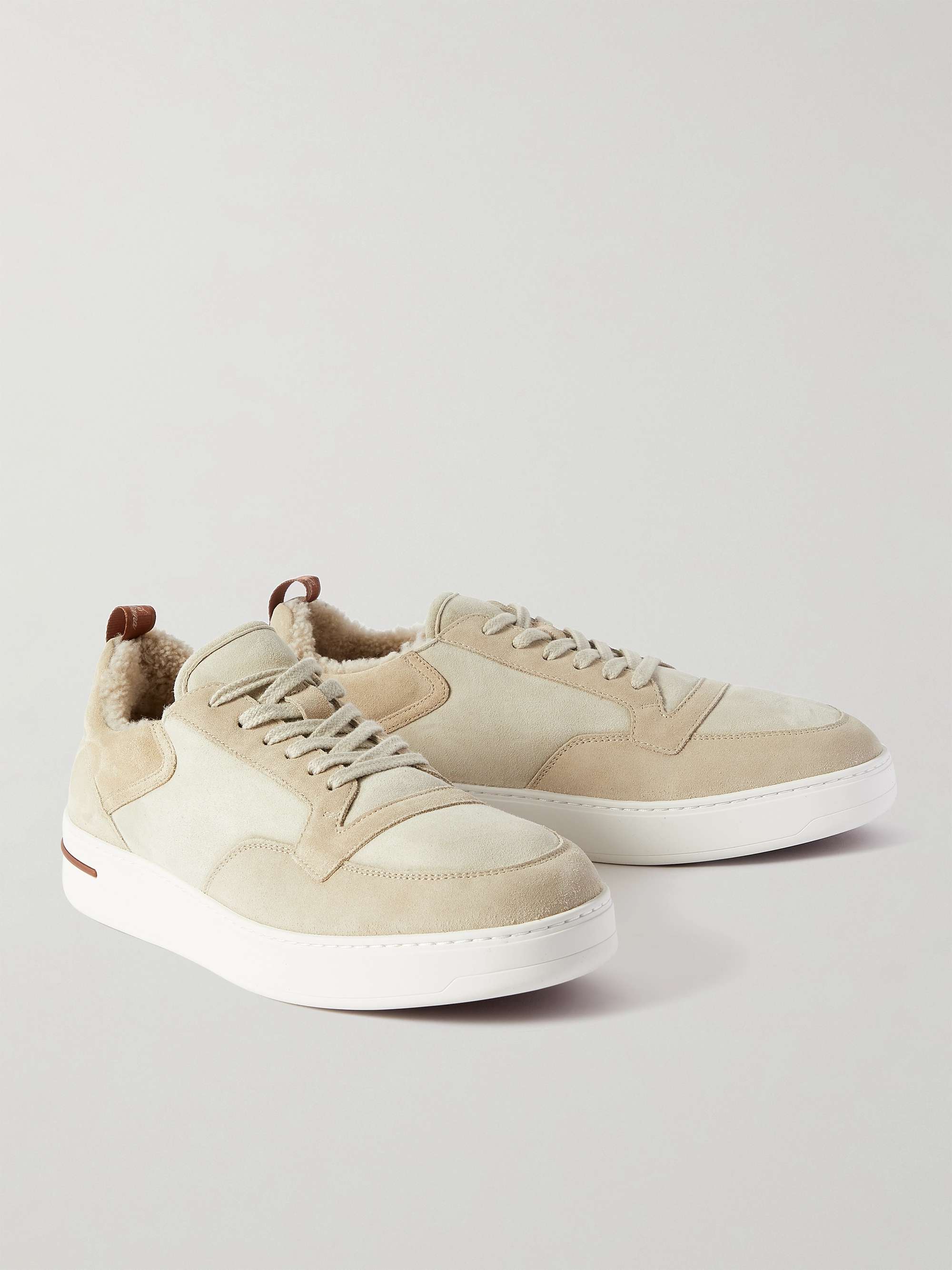 LORO PIANA Newport Suede-Trimmed Leather Sneakers