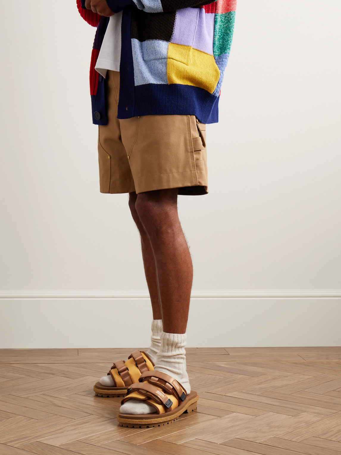 MONCLER GENIUS SUICOKE 2 MONCLER 1952 MOTO MOUNTAIN RIPSTOP AND RUBBER SLIDES