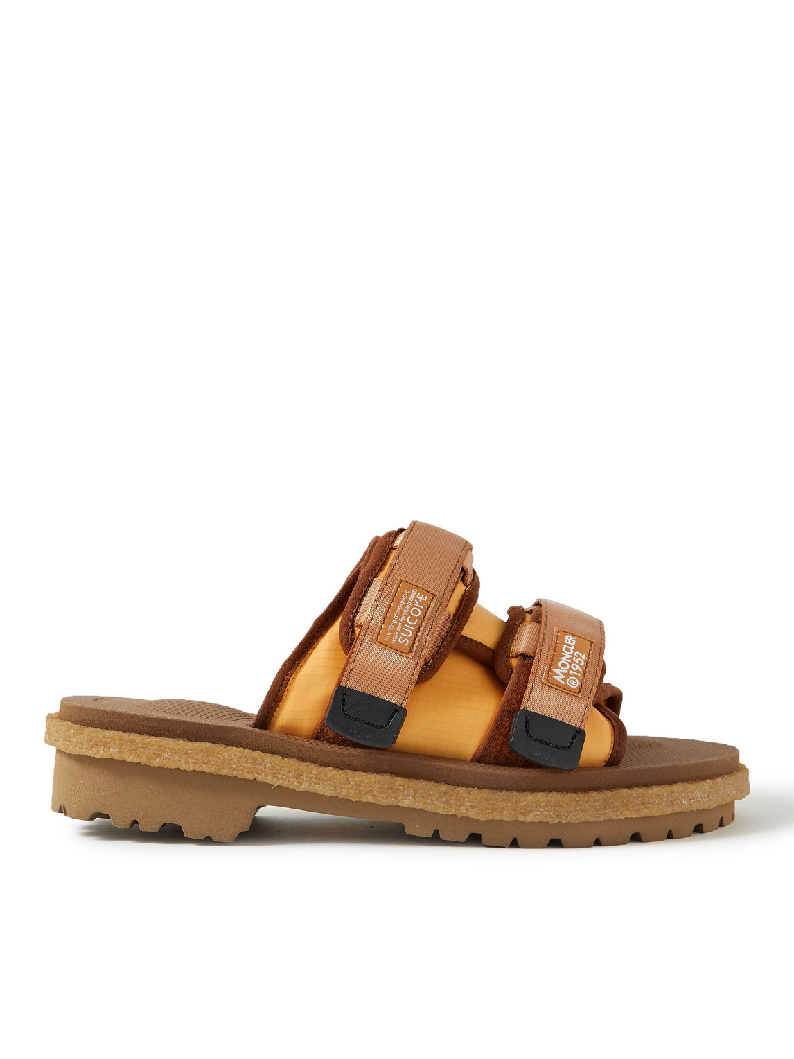 Shop Moncler Genius Suicoke 2 Moncler 1952 Moto Mountain Ripstop And Rubber Slides In Brown