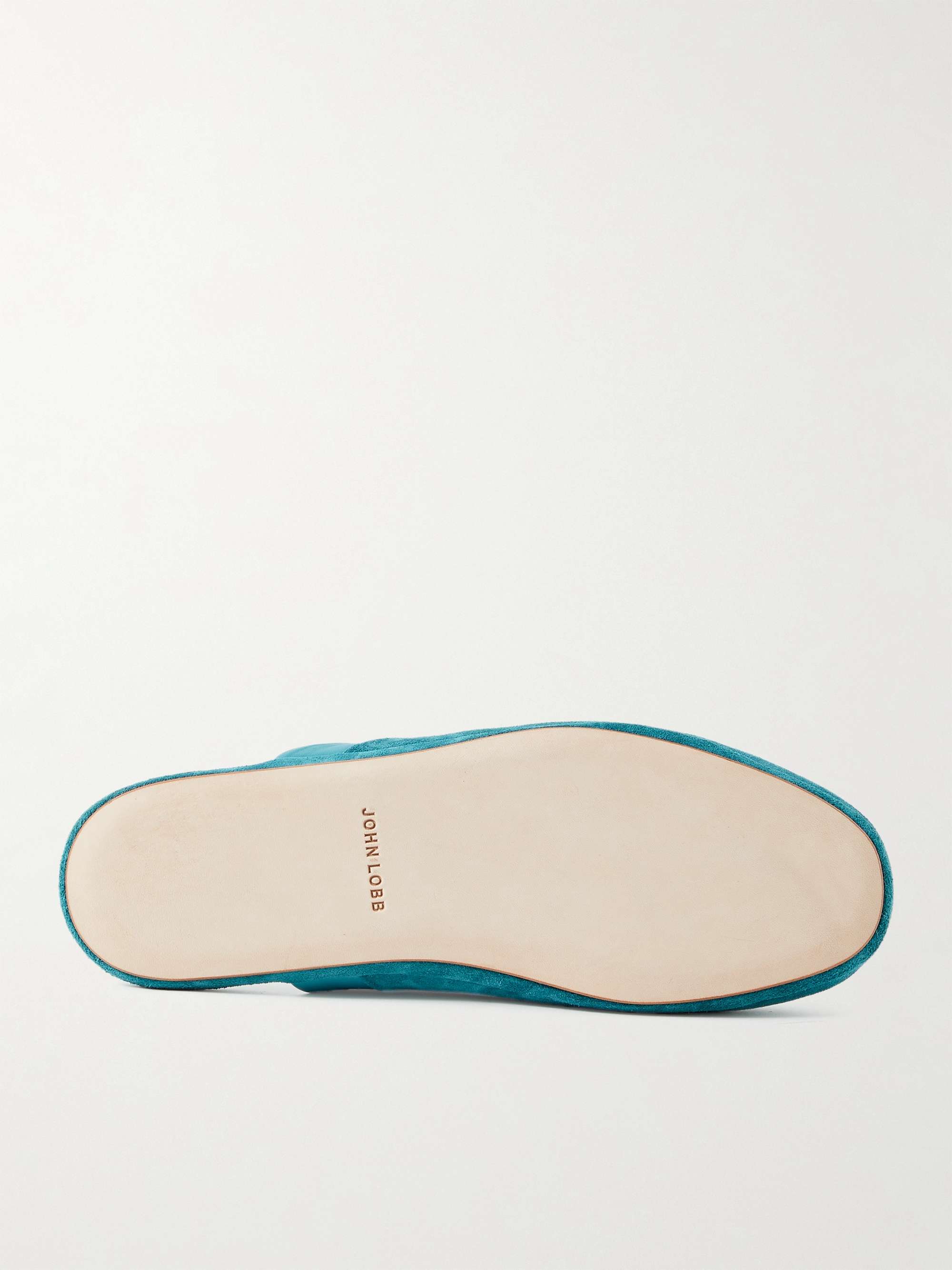 JOHN LOBB Knighton Leather-Trimmed Suede Slippers