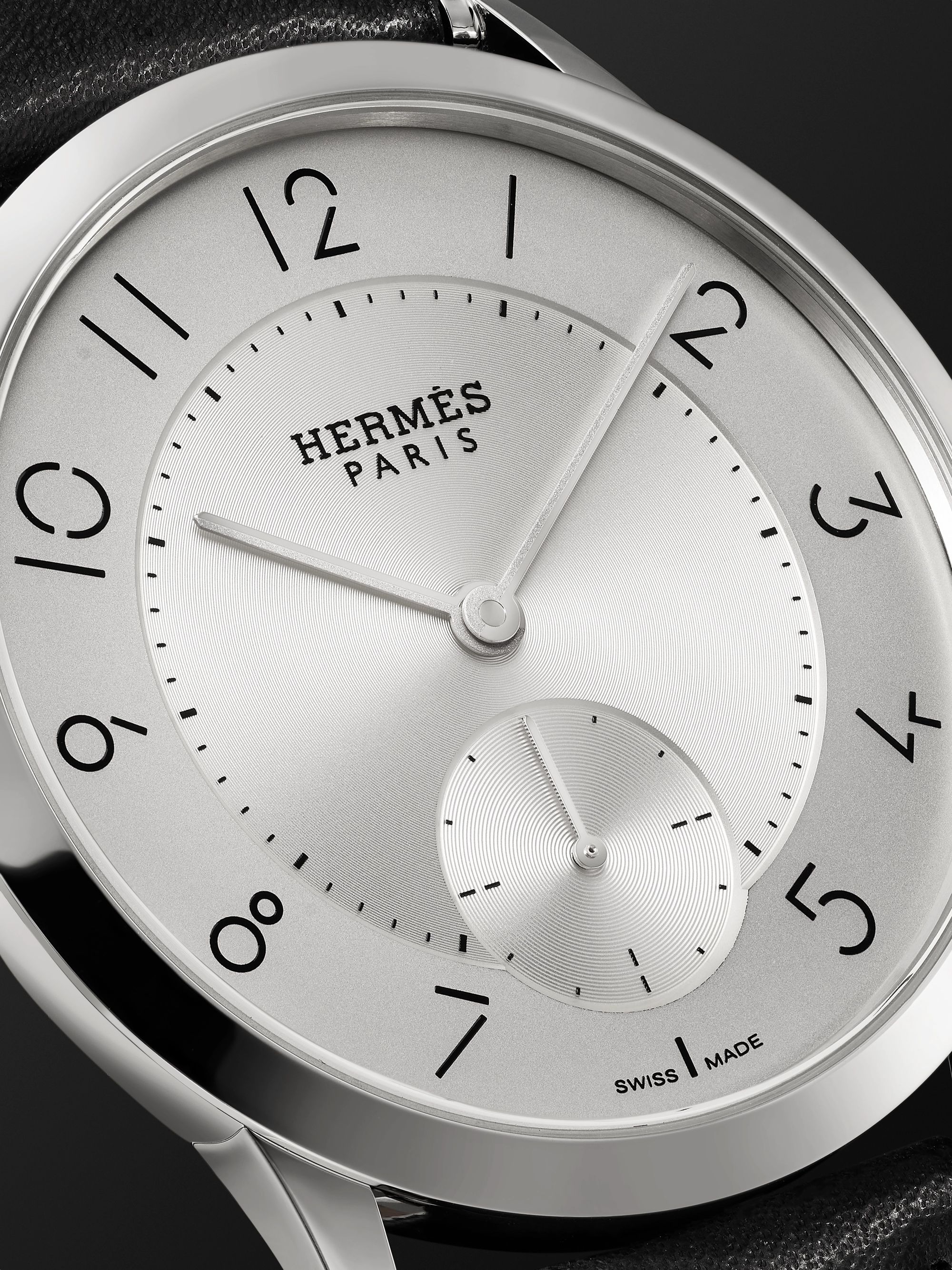 HERMÈS TIMEPIECES Slim d'Hermès Acier Automatic 39.5mm Stainless Steel and Leather Watch, Ref. No. 052839WW00