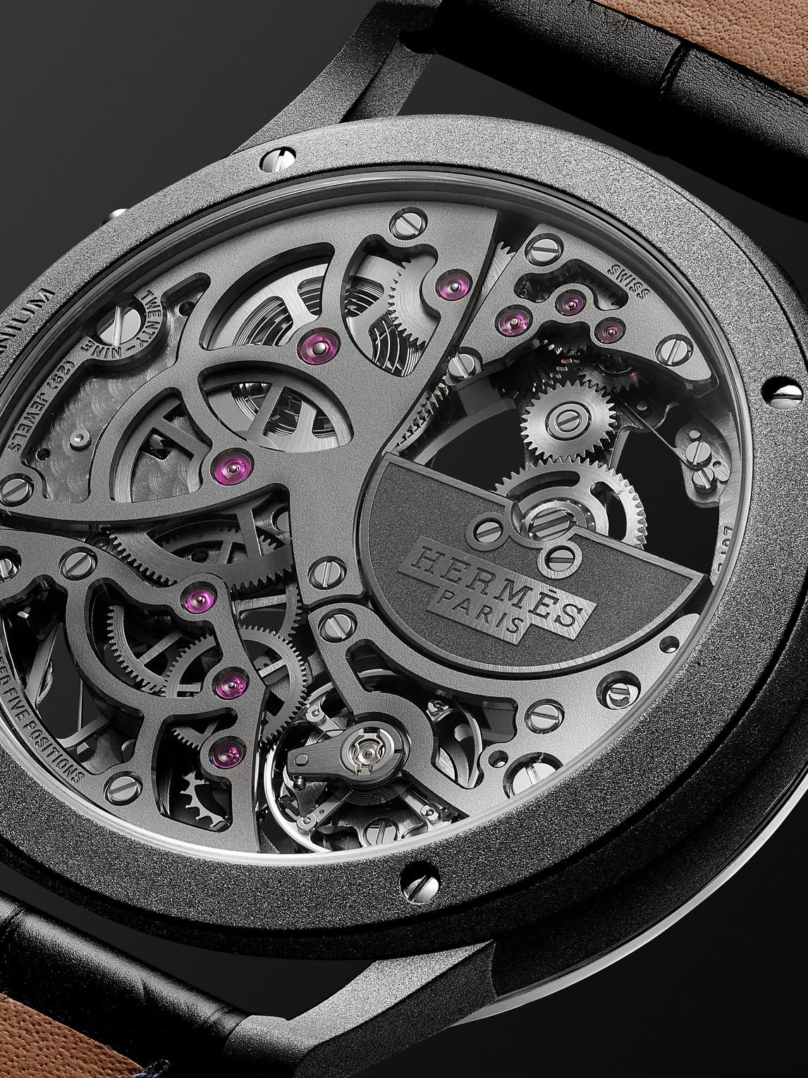  Hermès Timepieces - Slim D'hermès Squelette Lune 39.5mm Automatic Titanium And Alligator Watch, Ref. No. 053606ww00 - Men - Black 