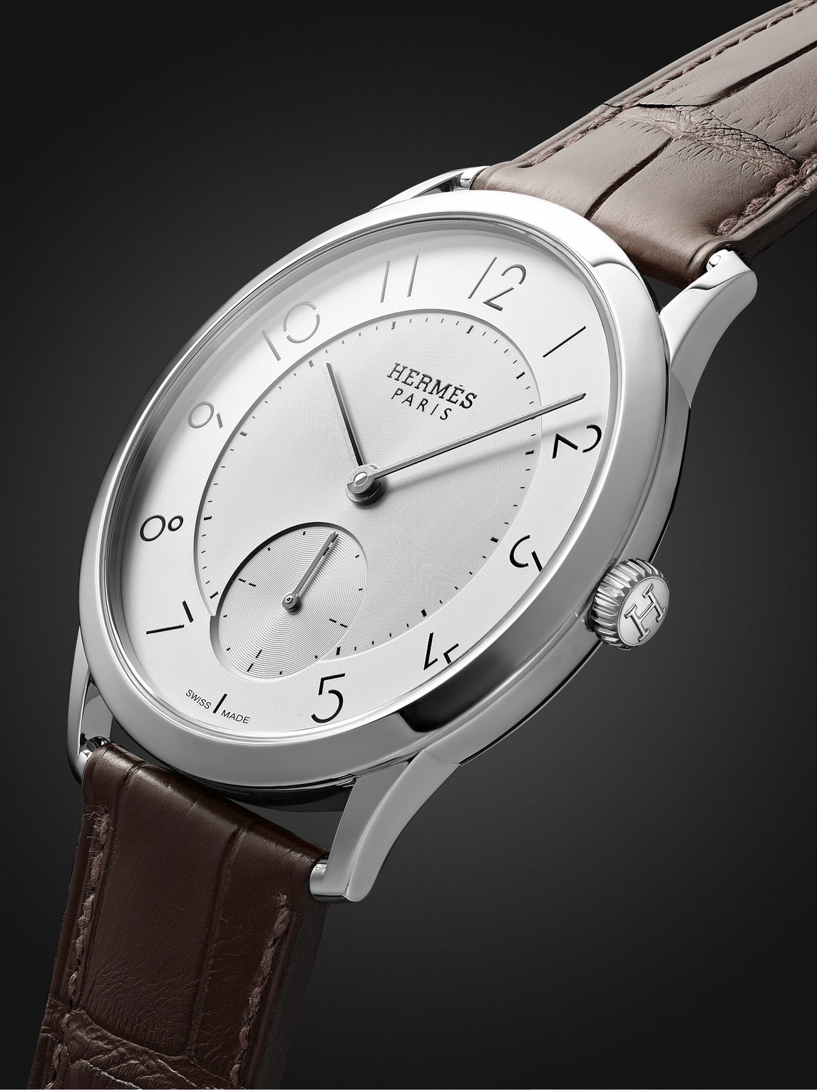  Hermès Timepieces - Slim Acier Automatic 39.5mm Stainless Steel And Alligator Watch, Ref. No. 041760ww00 - Men - White 
