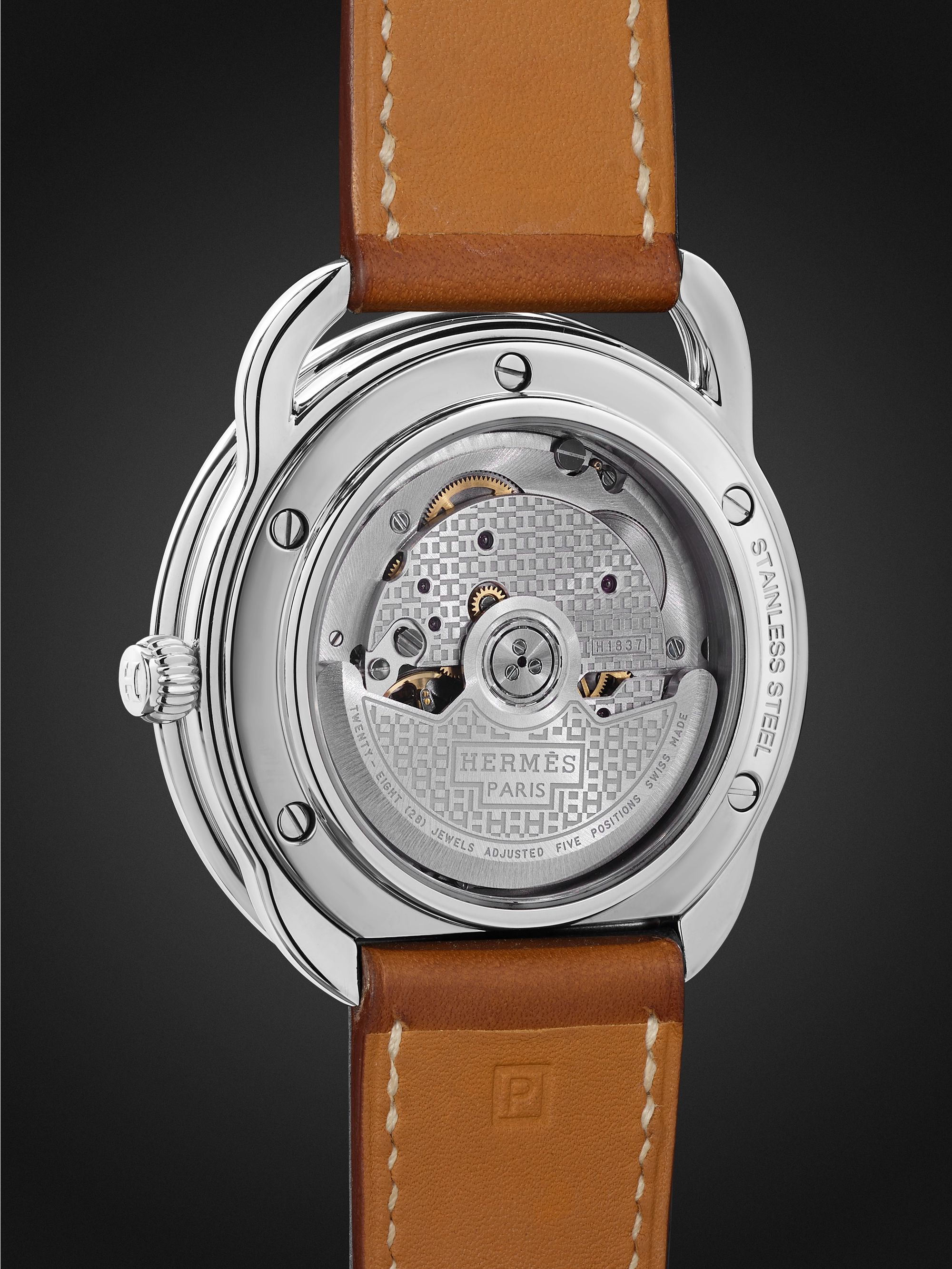 HERMÈS TIMEPIECES Arceau Automatic 40mm Stainless Steel and Leather Watch, Ref. No. 055473WW00