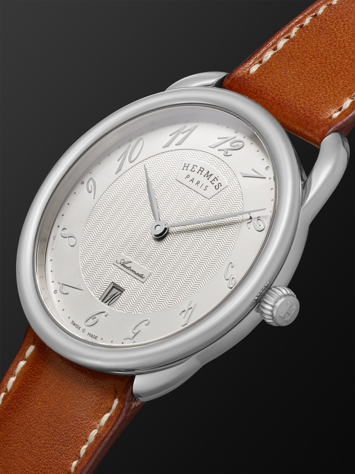 Shop Hermès Timepieces Arceau Automatic 40mm Stainless Steel And Leather Watch, Ref. No. 055473ww00 In White