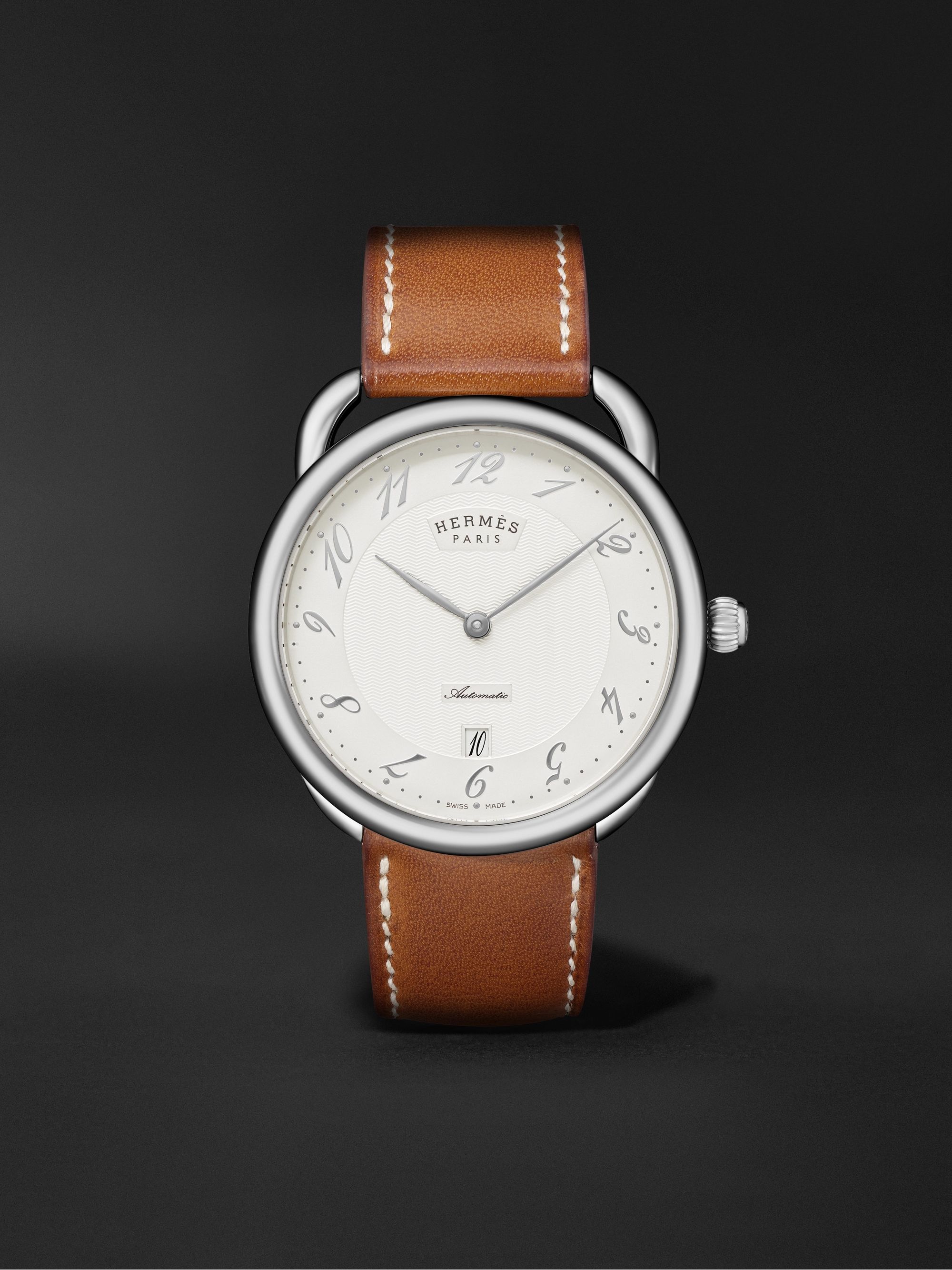 HERMÈS TIMEPIECES Arceau Automatic 40mm Stainless Steel and Leather Watch, Ref. No. 055473WW00