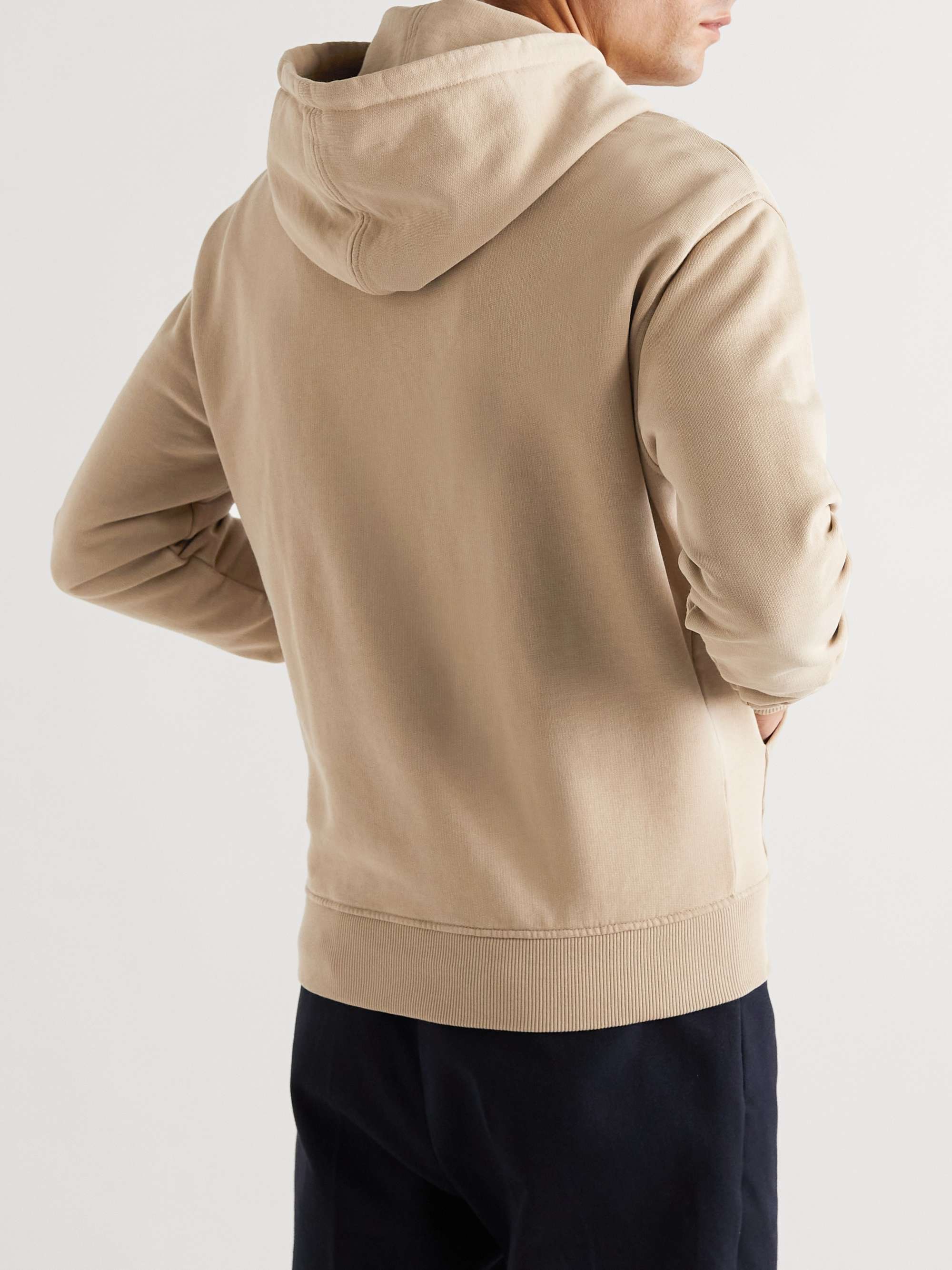 AMI PARIS Logo-Embroidered Organic Cotton-Jersey Hoodie