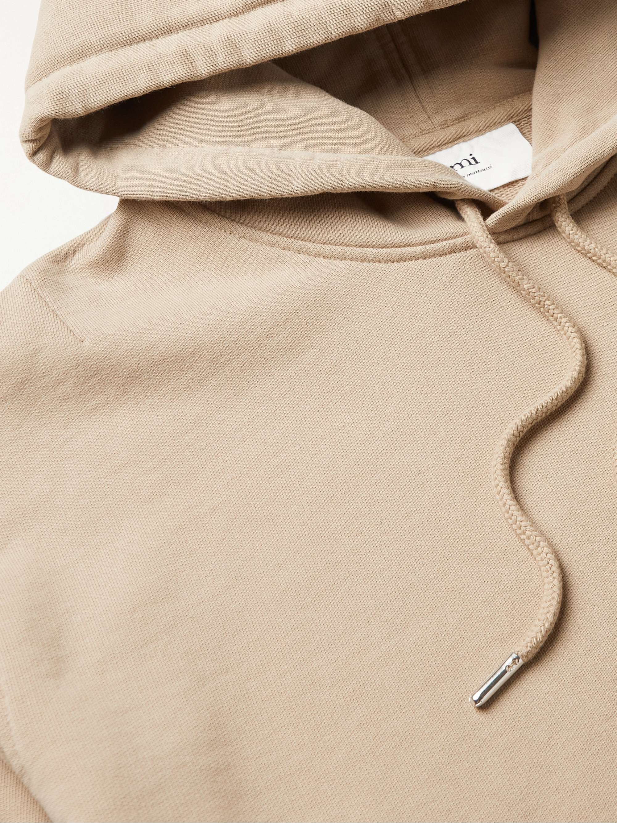 AMI PARIS Logo-Embroidered Organic Cotton-Jersey Hoodie