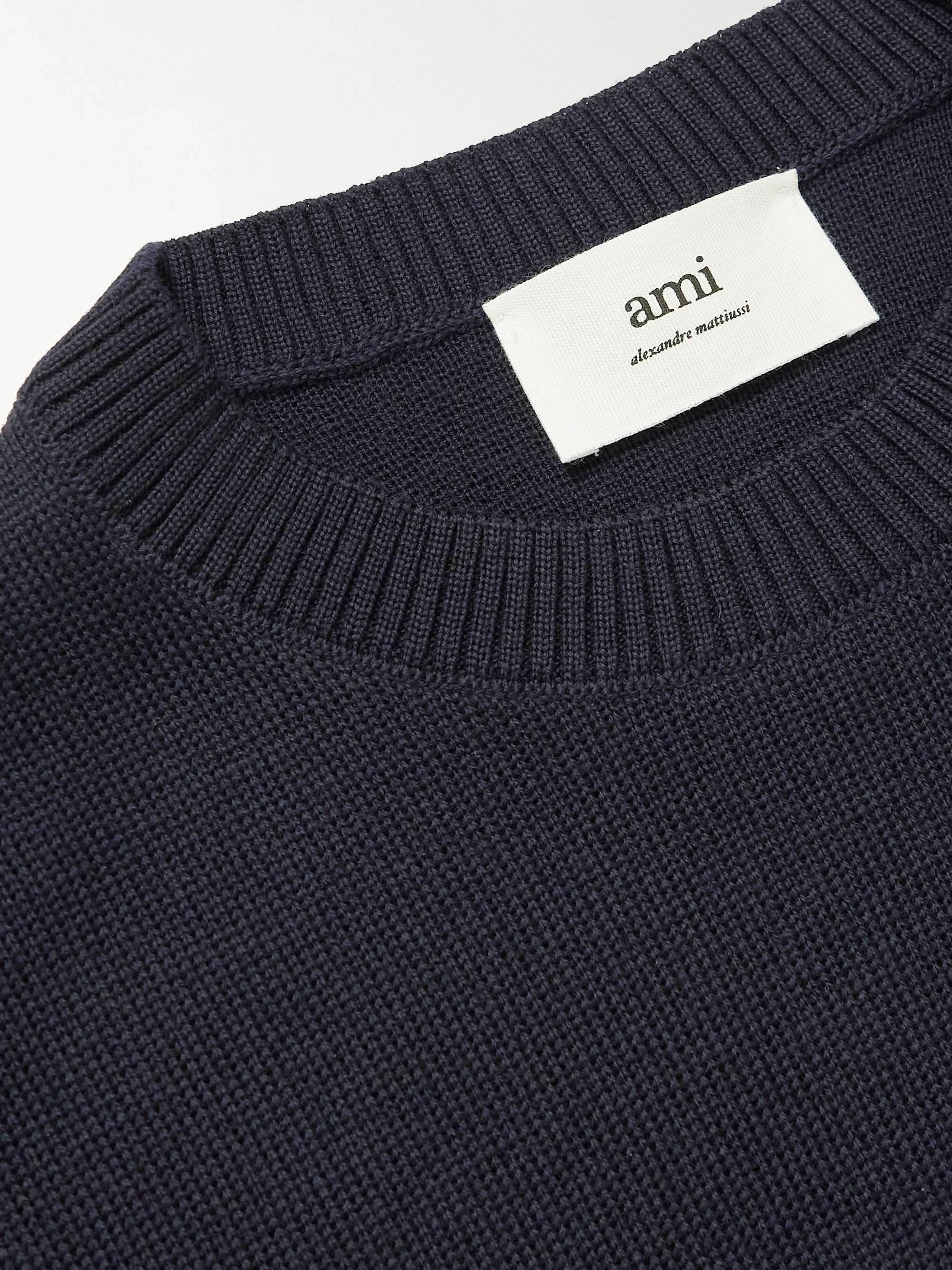 AMI PARIS Logo-Embroidered Merino Wool Sweater
