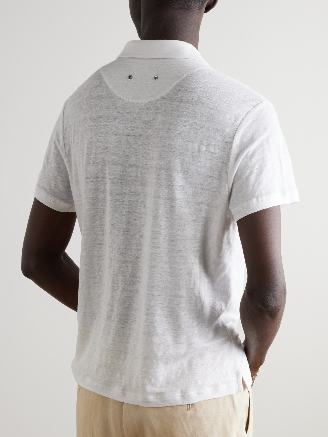 Vilebrequin Regular Fit Short Sleeve Linen Polo Shirt In White