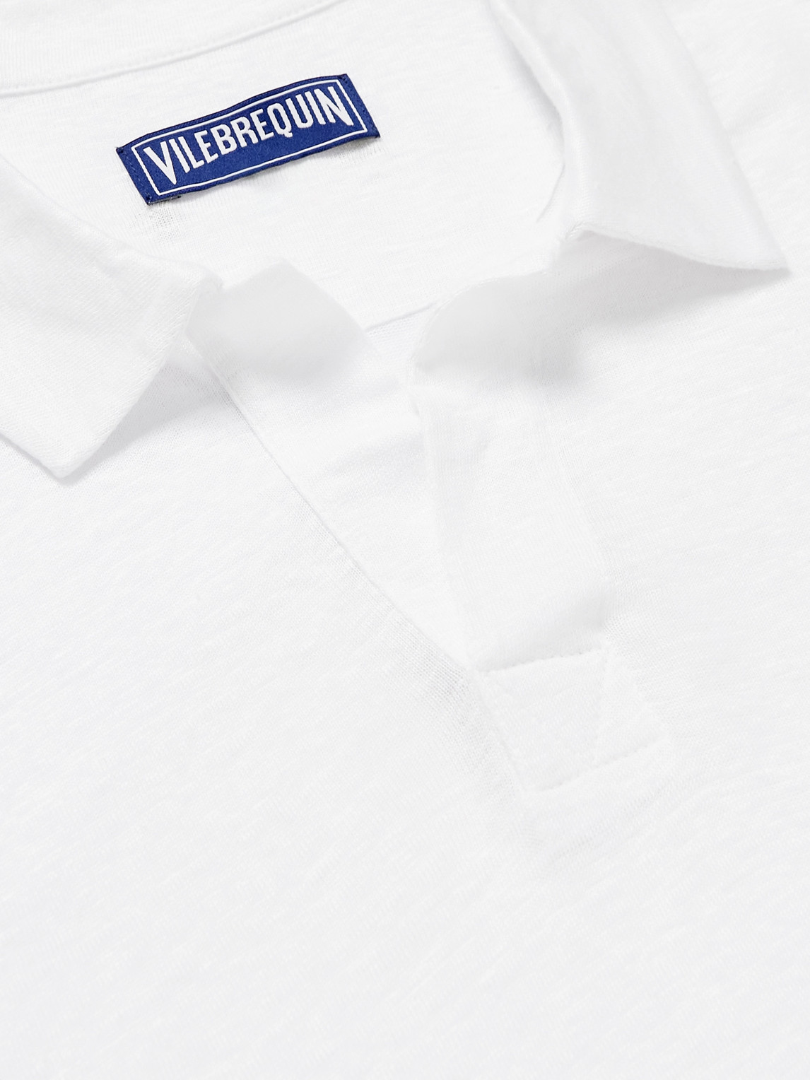 Vilebrequin Regular Fit Short Sleeve Linen Polo Shirt In White