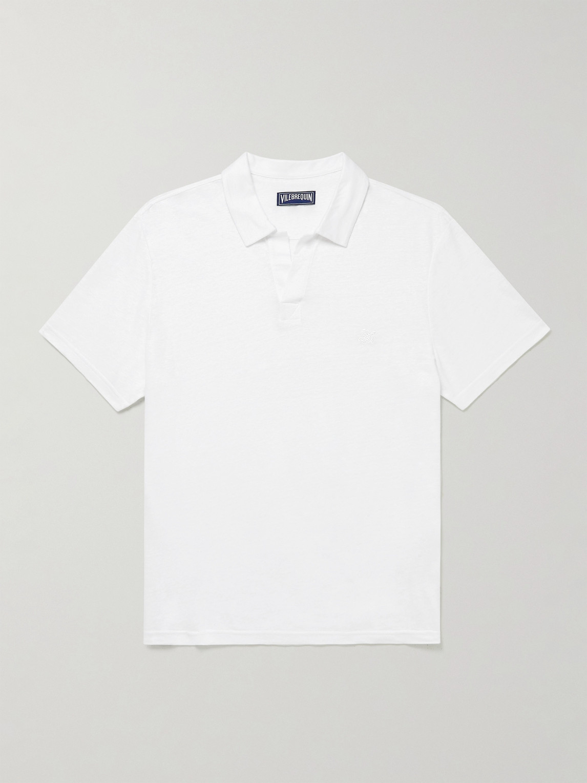 Vilebrequin Regular Fit Short Sleeve Linen Polo Shirt In White