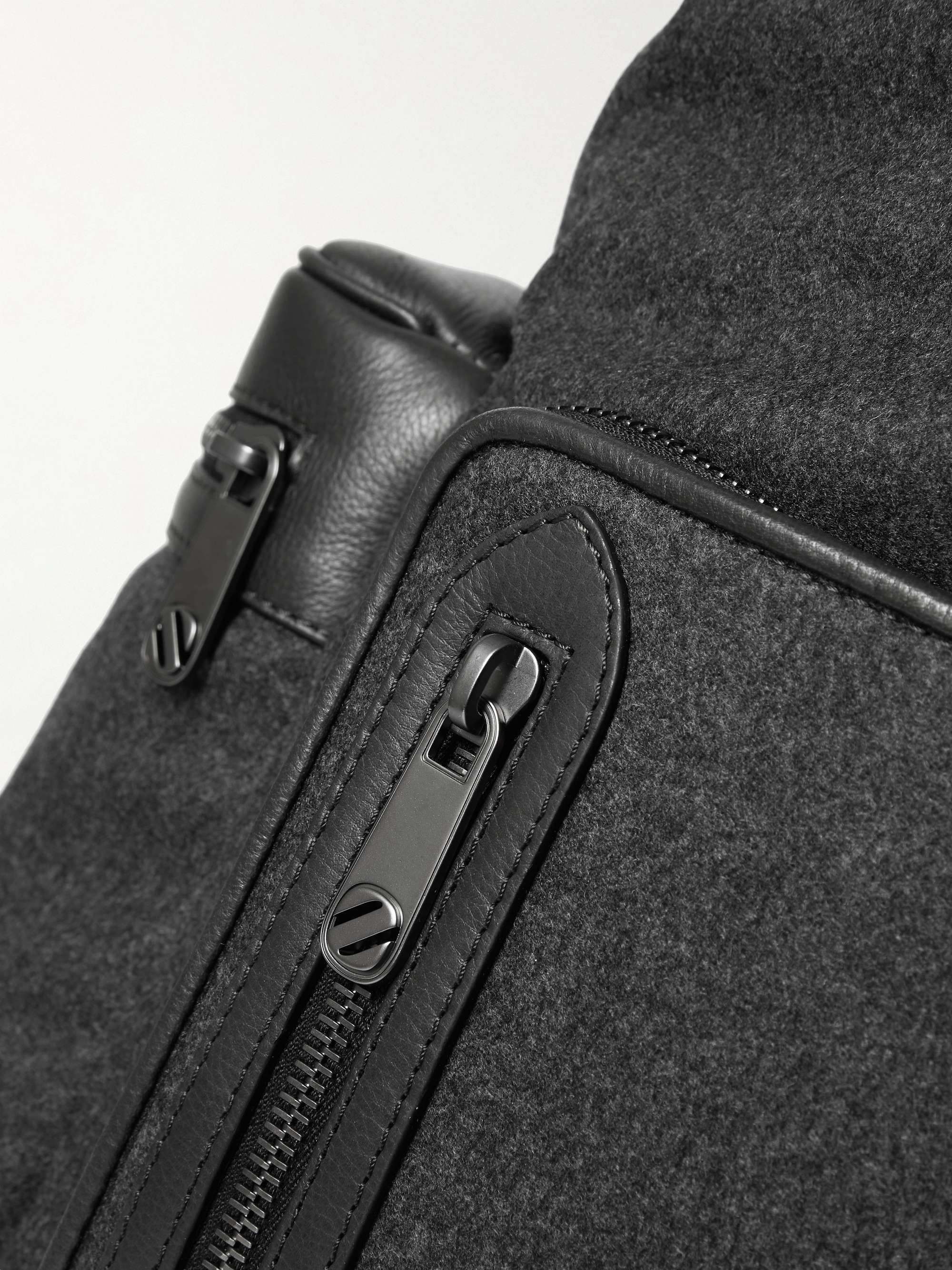 ZEGNA Leather-Trimmed Wool Backpack
