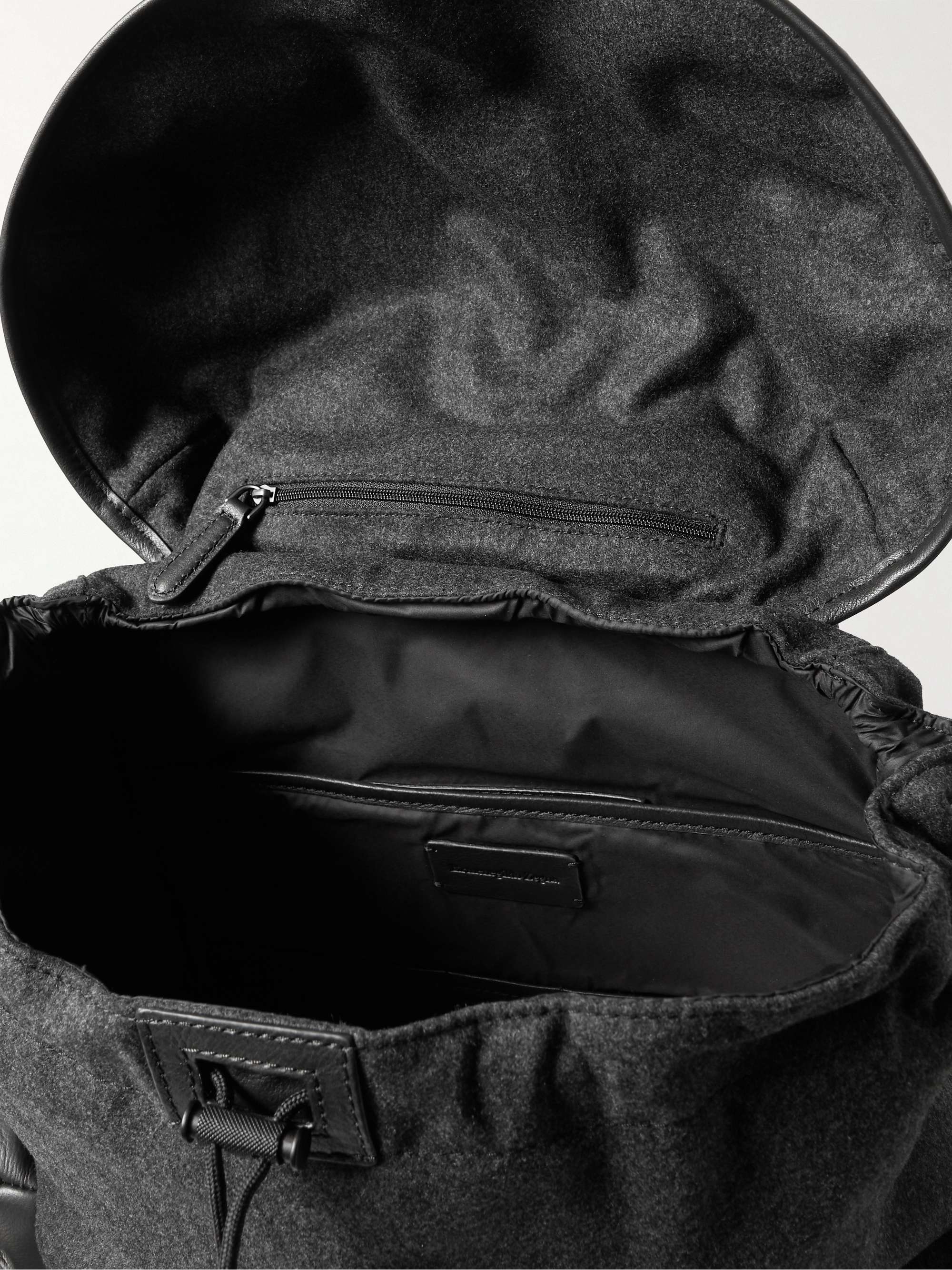 ZEGNA Leather-Trimmed Wool Backpack