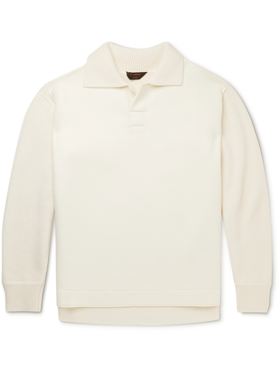 Ermenegildo Zegna Open-collar Wool-felt Polo Shirt In White