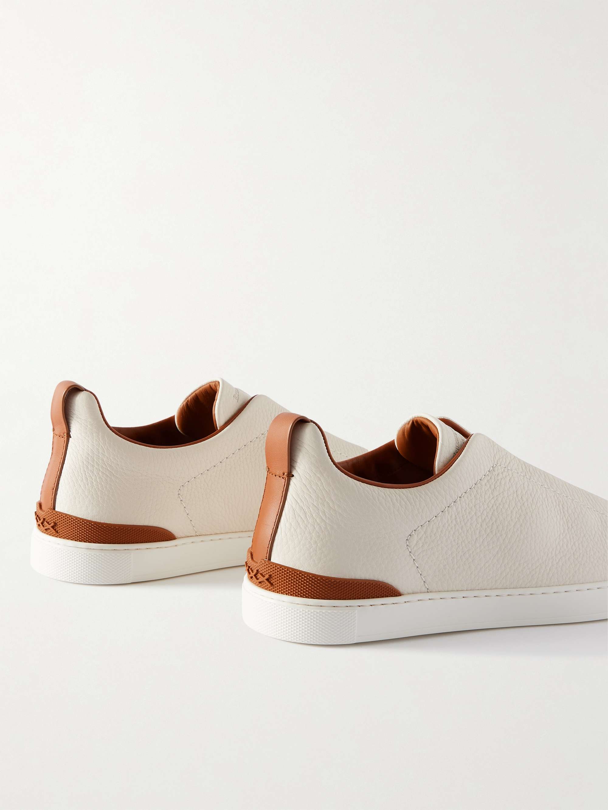 ZEGNA Triple Stitch Full-Grain Leather Sneakers