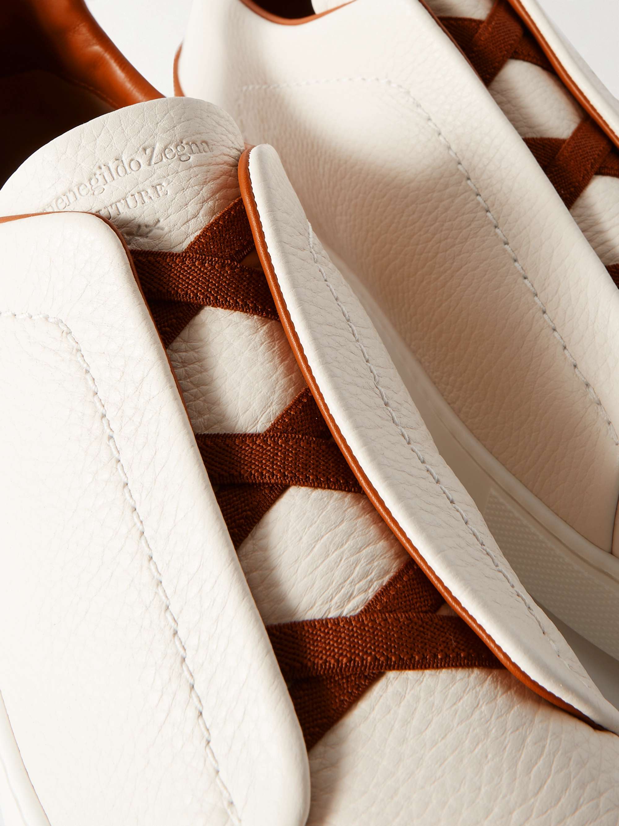 ZEGNA Triple Stitch Full-Grain Leather Sneakers