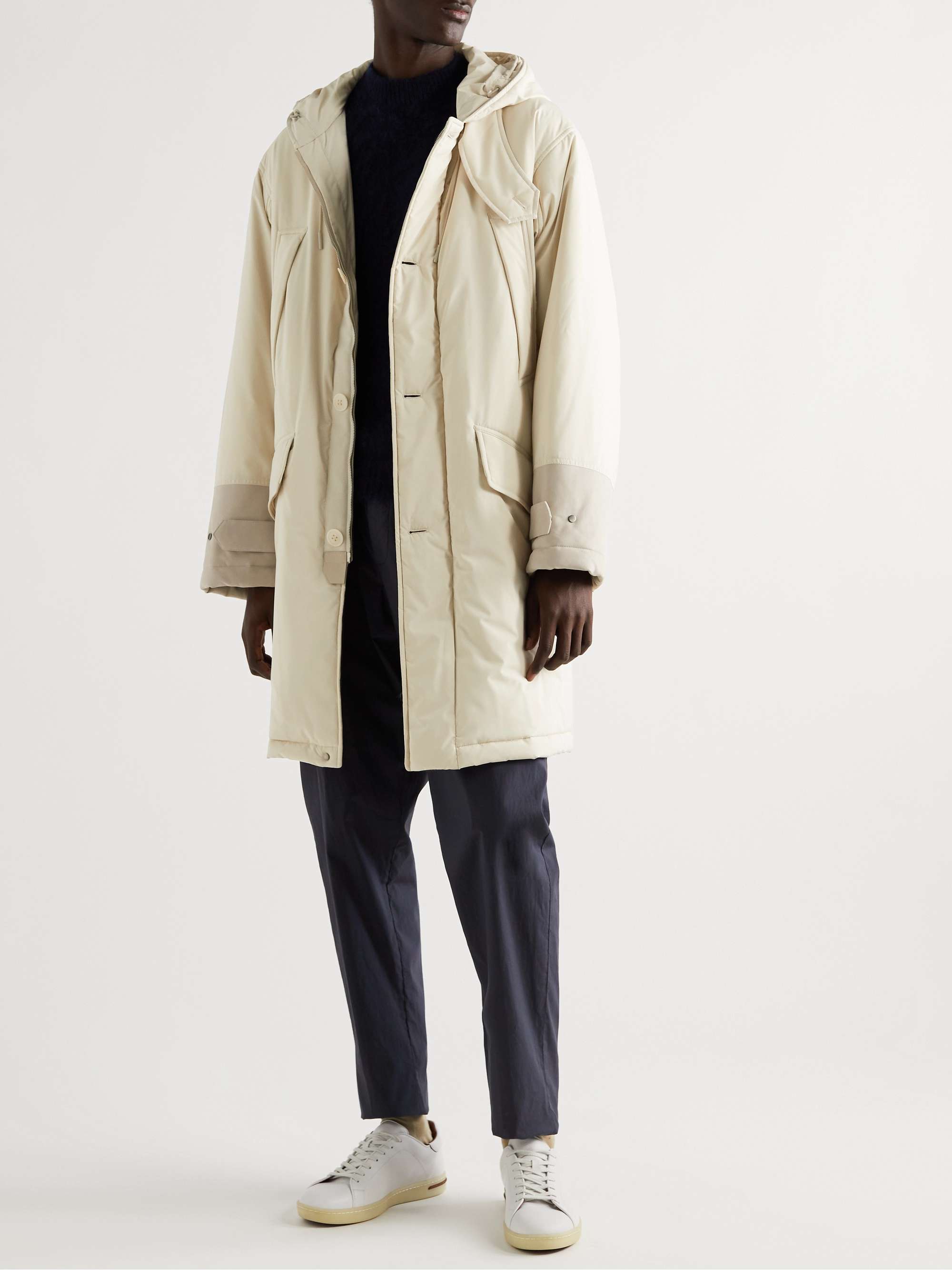 ZEGNA Leather-Trimmed Shell Hooded Parka for Men | MR PORTER