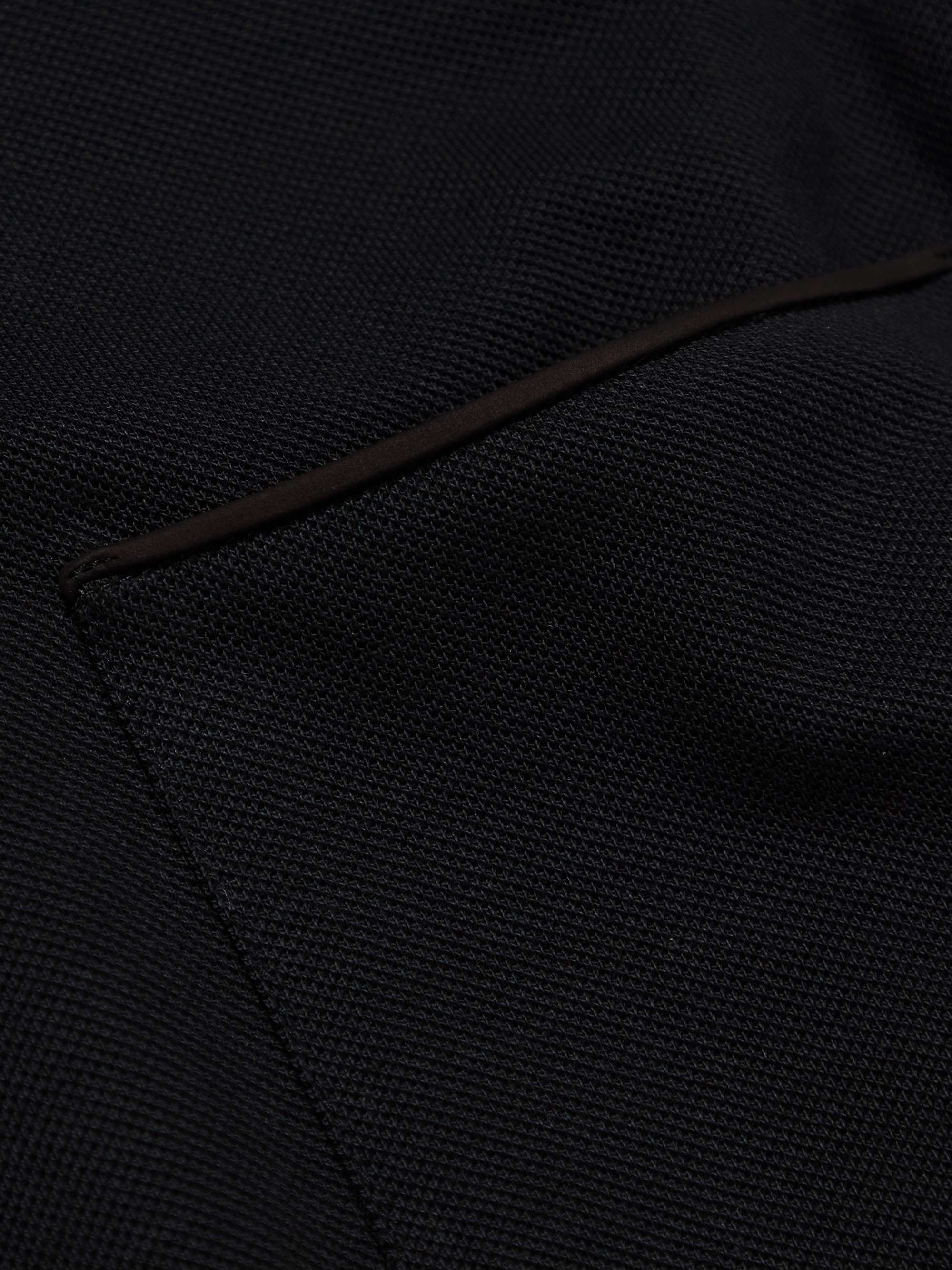 ZEGNA Suede-Trimmed Cotton-Piqué Polo Shirt