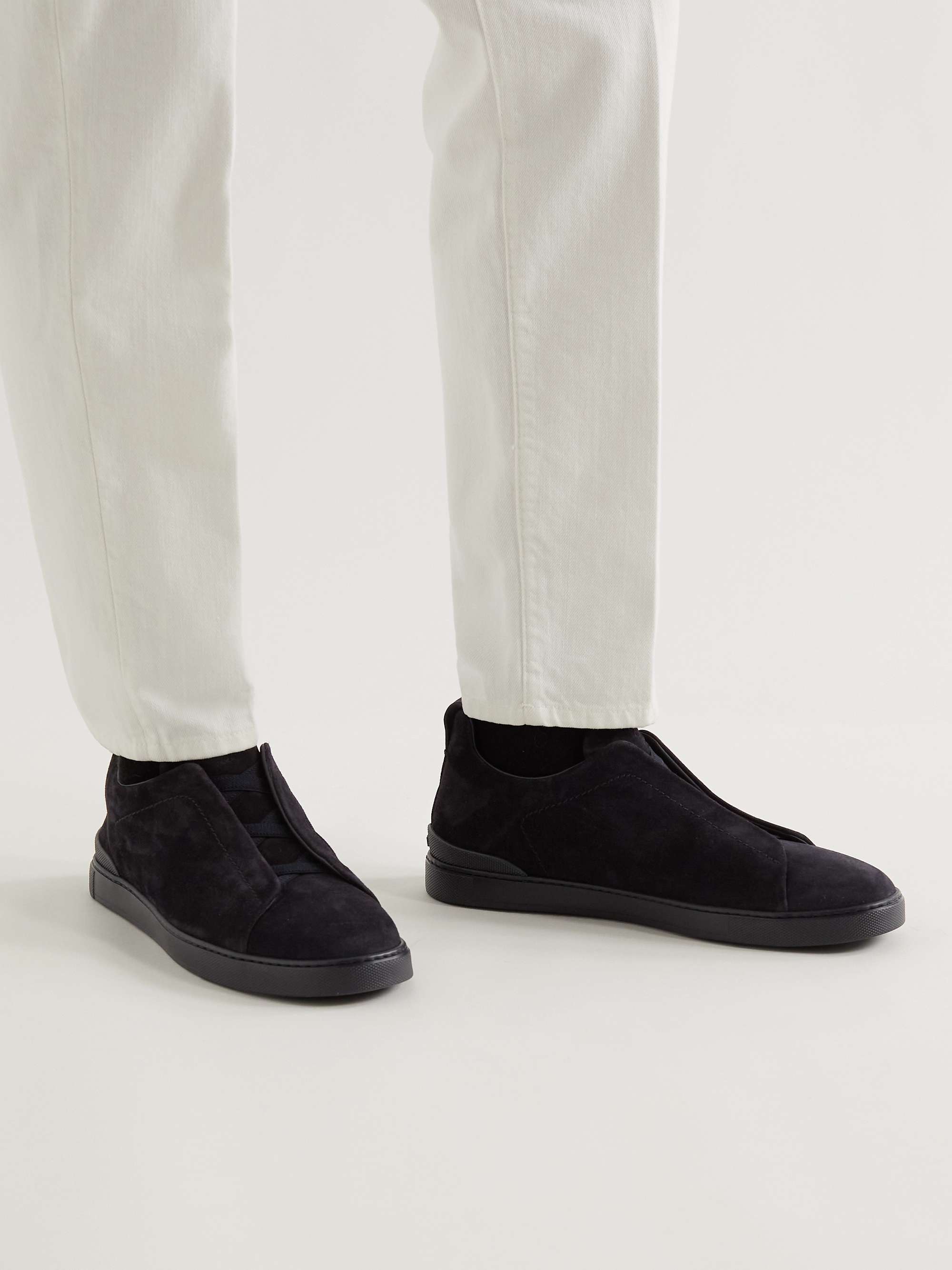ZEGNA Triple Stitch Suede Sneakers
