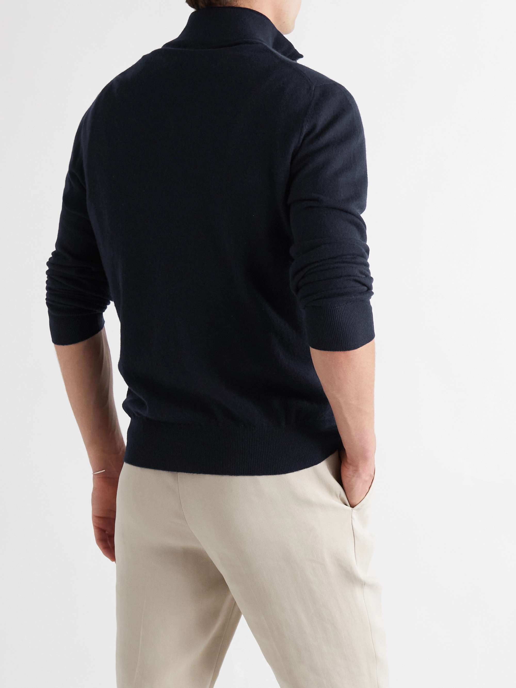 ZEGNA Slim-Fit Cashmere Half-Zip Mock-Neck Sweater