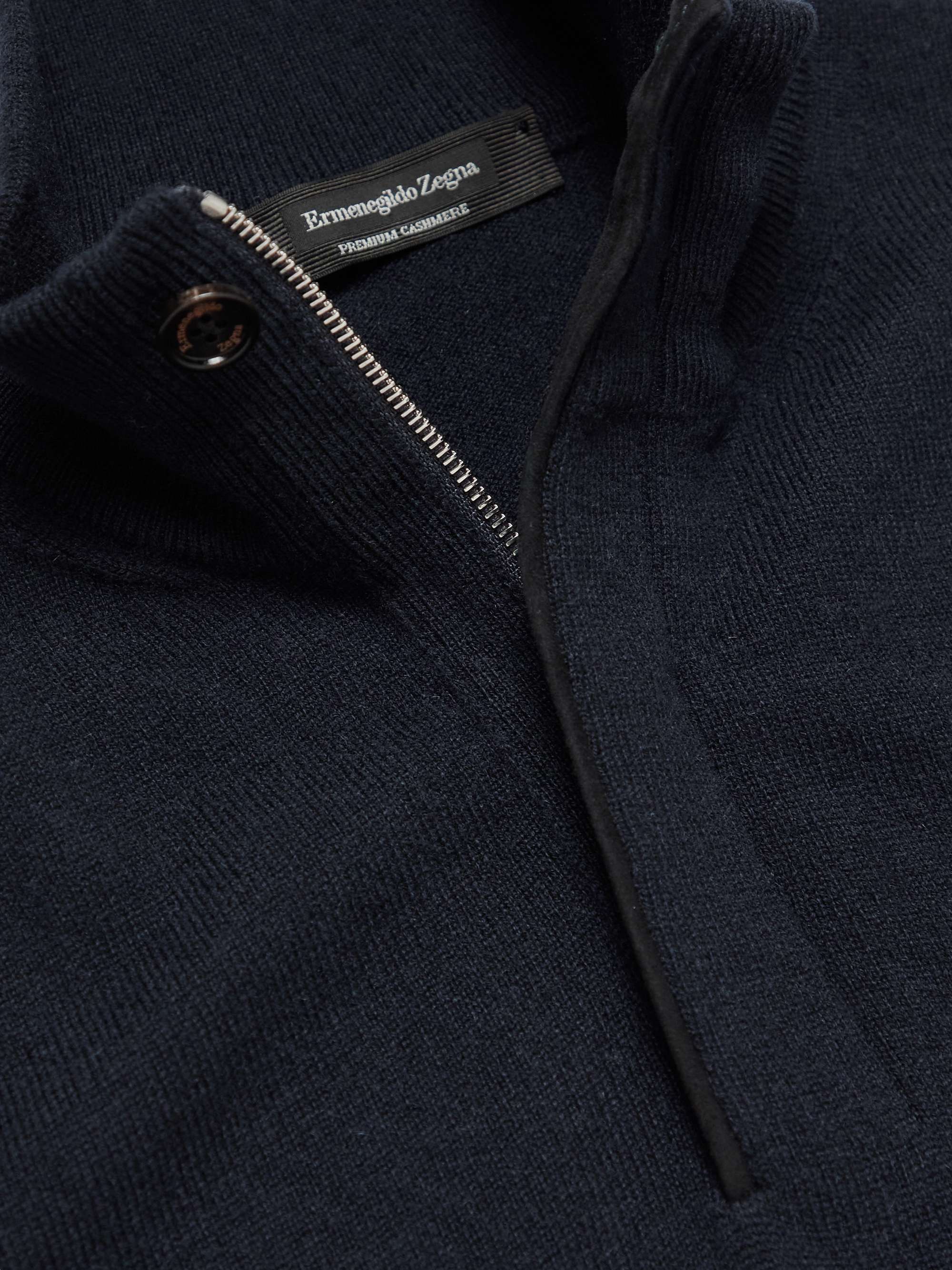 ZEGNA Slim-Fit Cashmere Half-Zip Mock-Neck Sweater