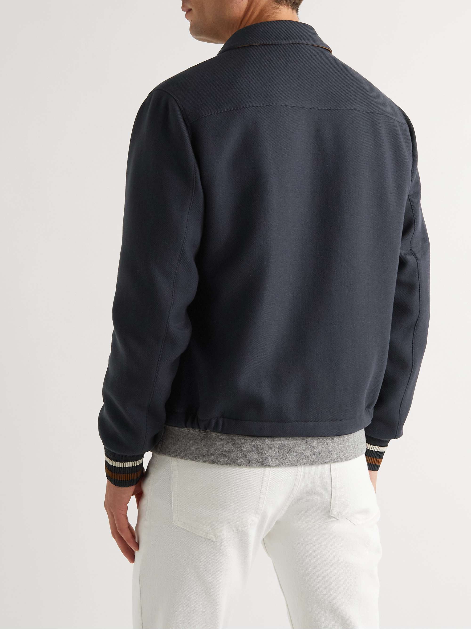 Slim-Fit Leather-Trimmed Achillfarm Wool Jacket