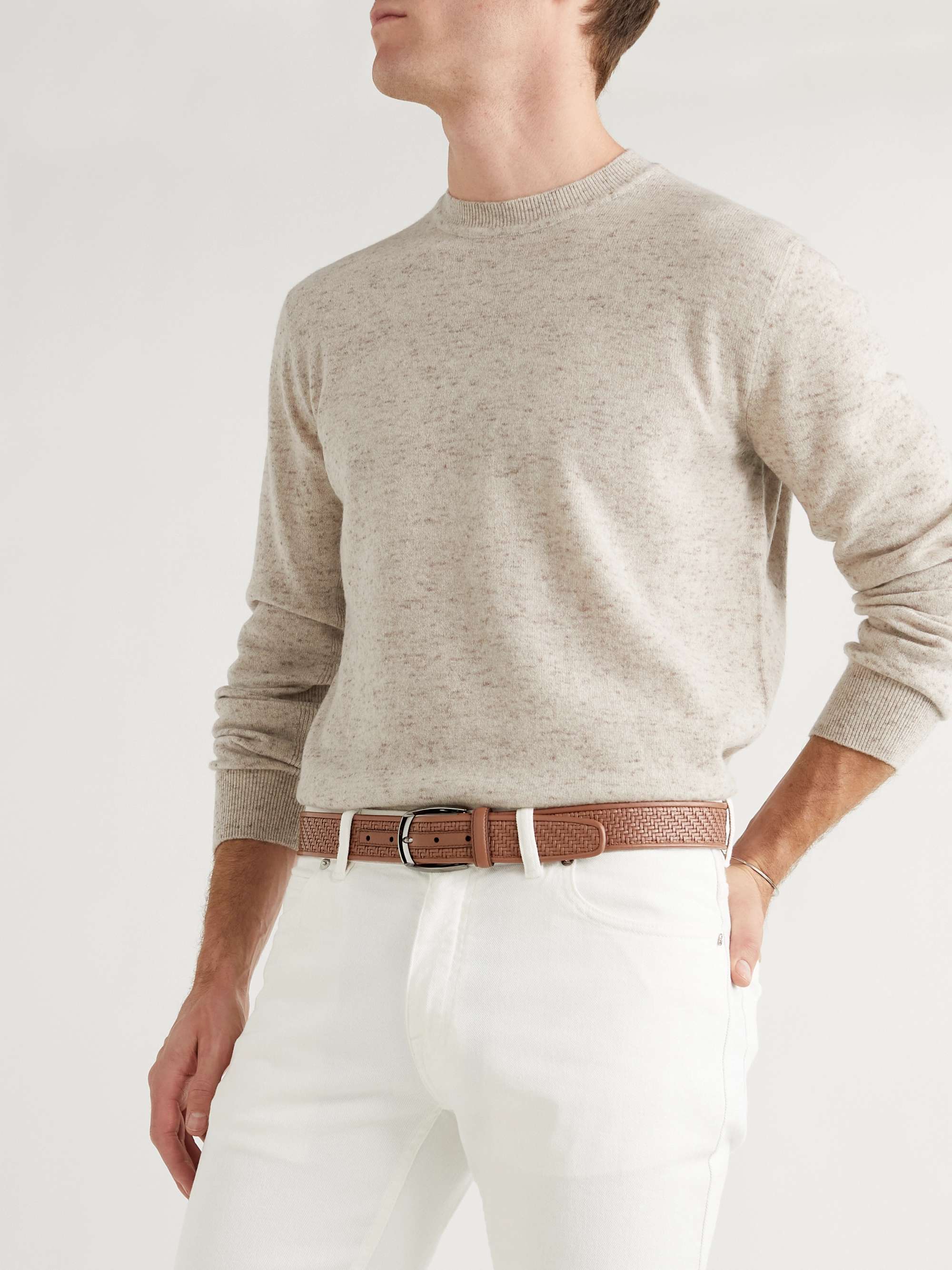 ZEGNA 3cm Woven Leather Belt