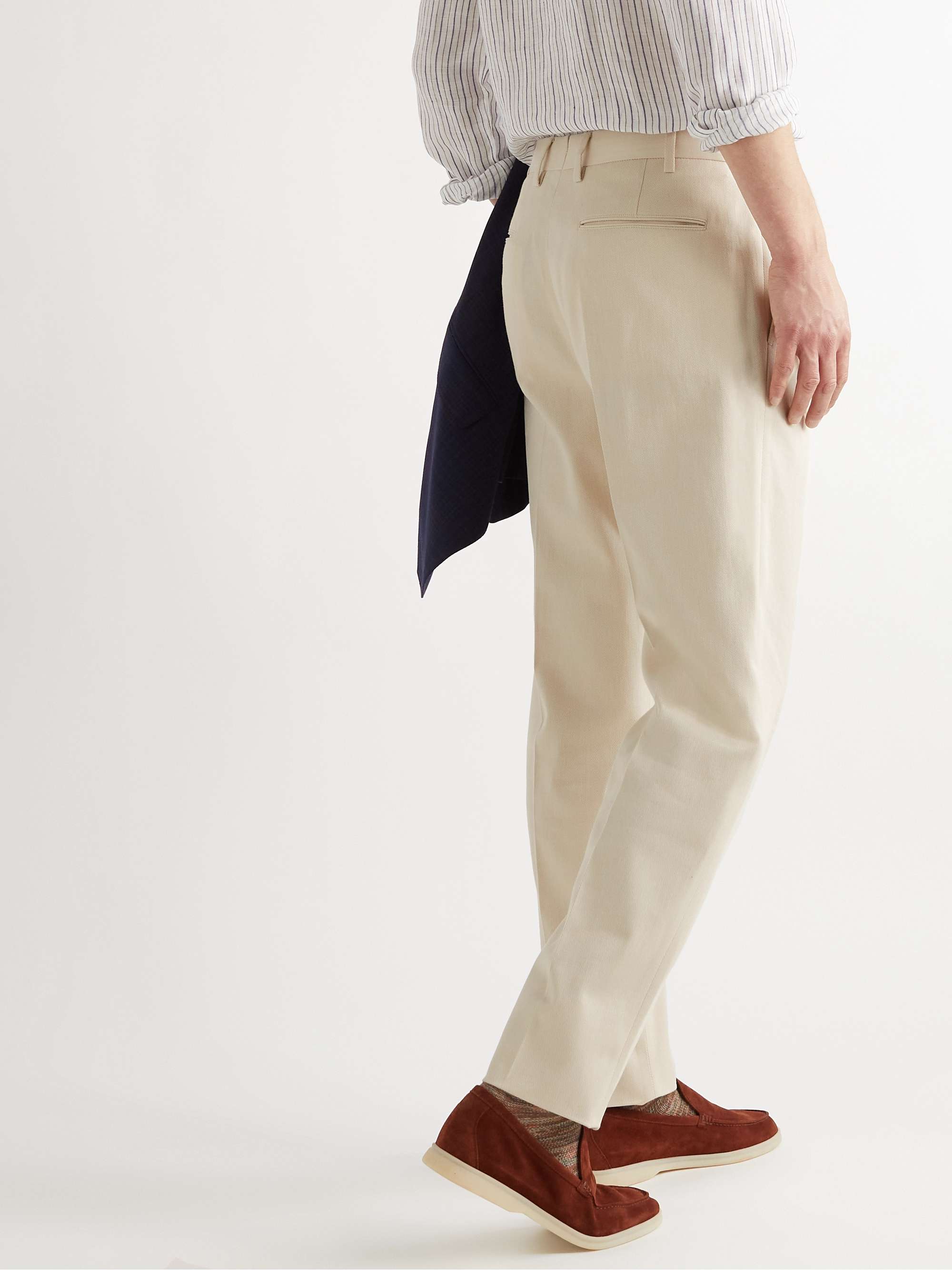 ZEGNA Pleated Stretch Cotton-Twill Trousers