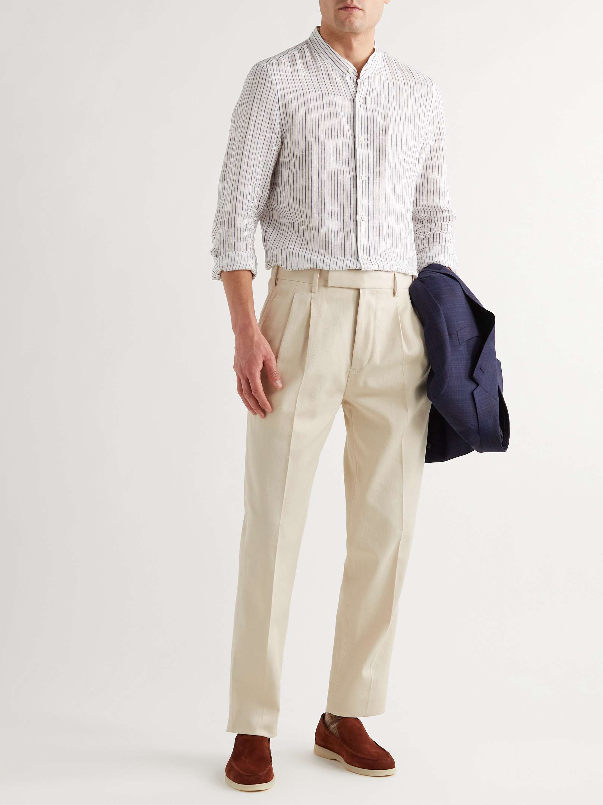 ZEGNA Pleated Stretch Cotton-Twill Trousers