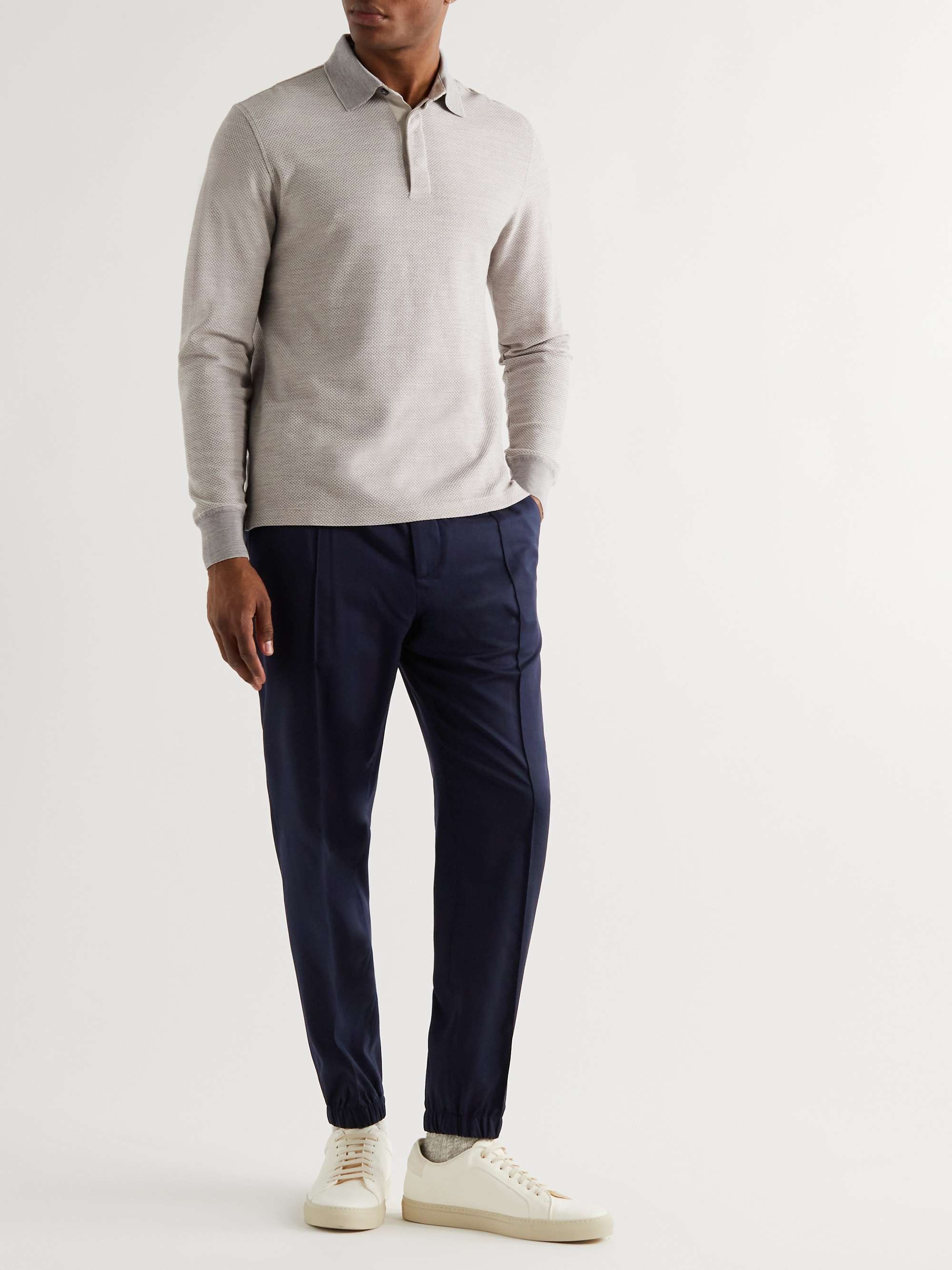 ZEGNA Slim-Fit Tapered Wool-Twill Drawstring Trousers for Men | MR PORTER