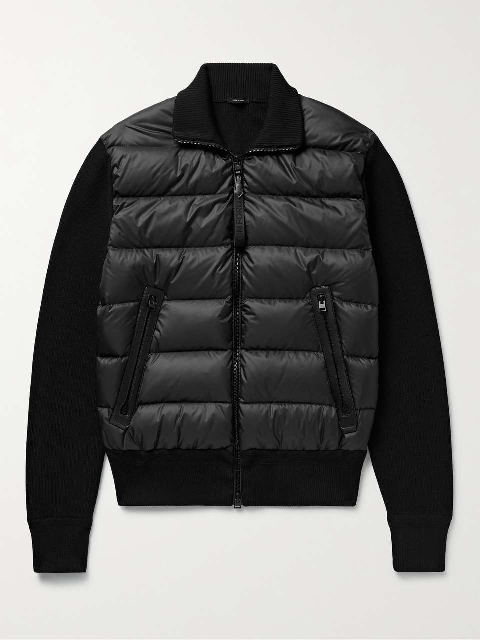 TOM FORD Slim-Fit Leather-Trimmed Ribbed Wool and Quilted Shell Down ...