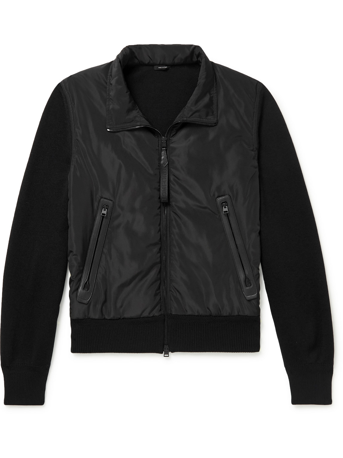 Tom Ford Slim-fit Panelled Wool And Padded Shell Jacket In Black
