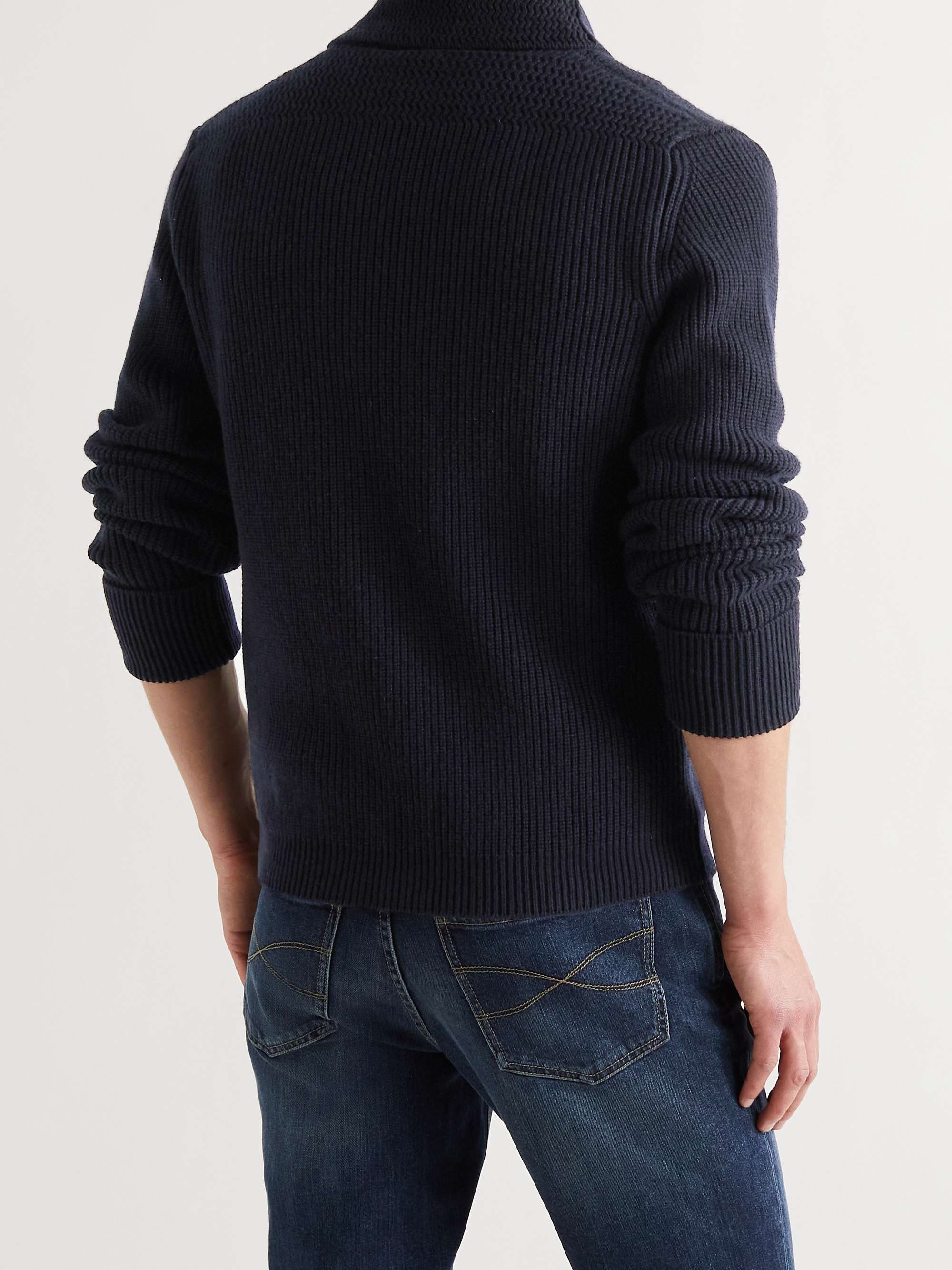 TOM FORD Shawl-Collar Ribbed Cashmere Cardigan for Men | MR PORTER
