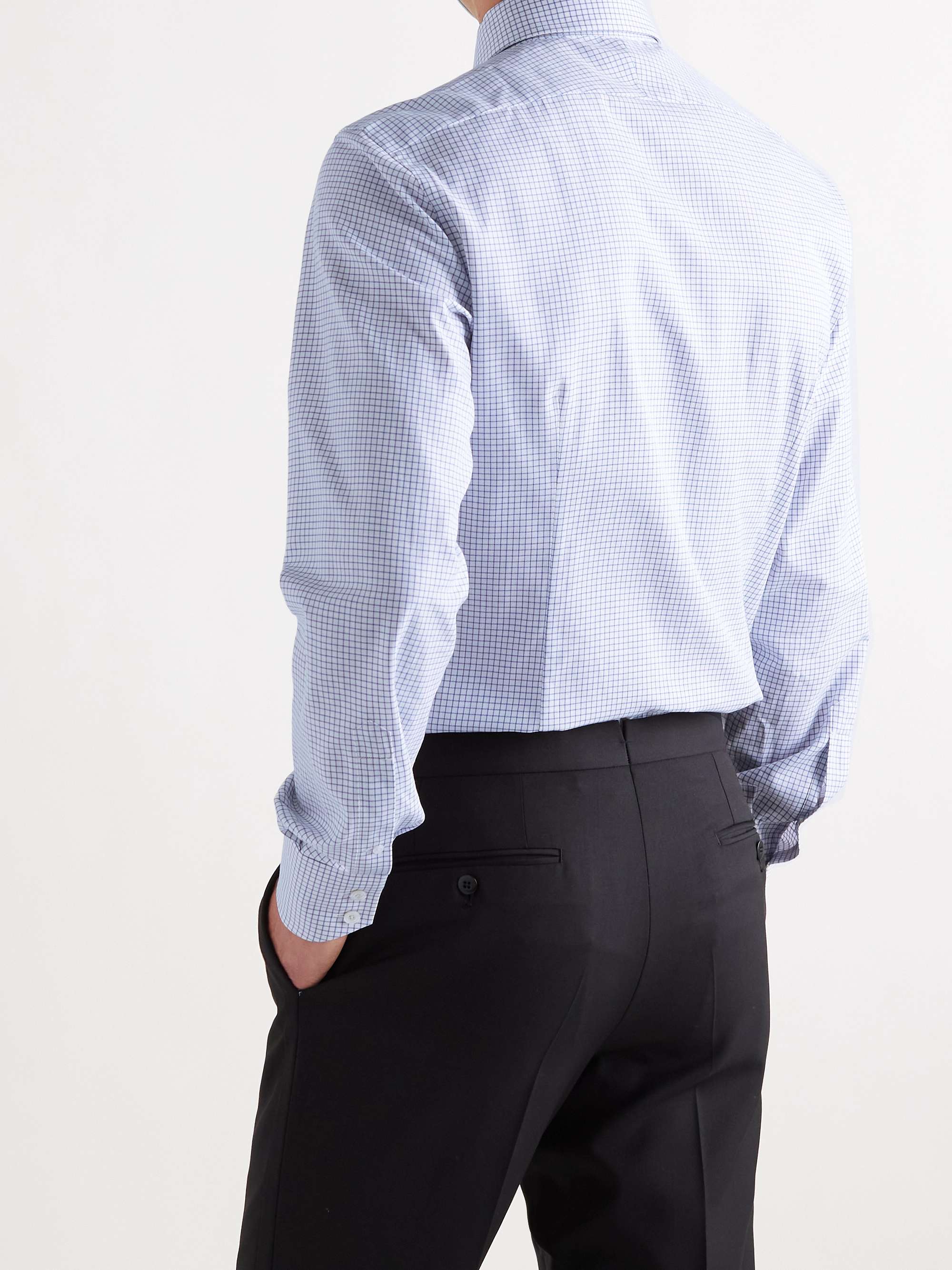 TOM FORD Slim-Fit Cutaway-Collar Checked Cotton Shirt